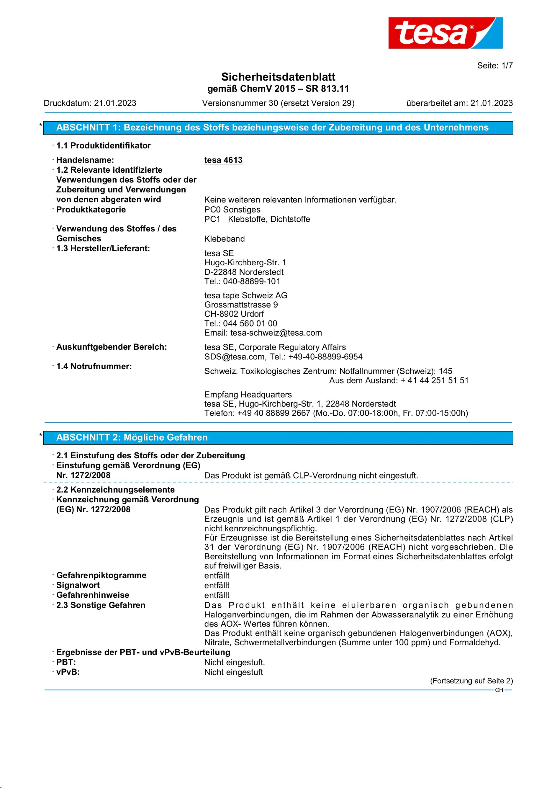 Safety data sheet_tesa® Professional 04613_de-CH_v30