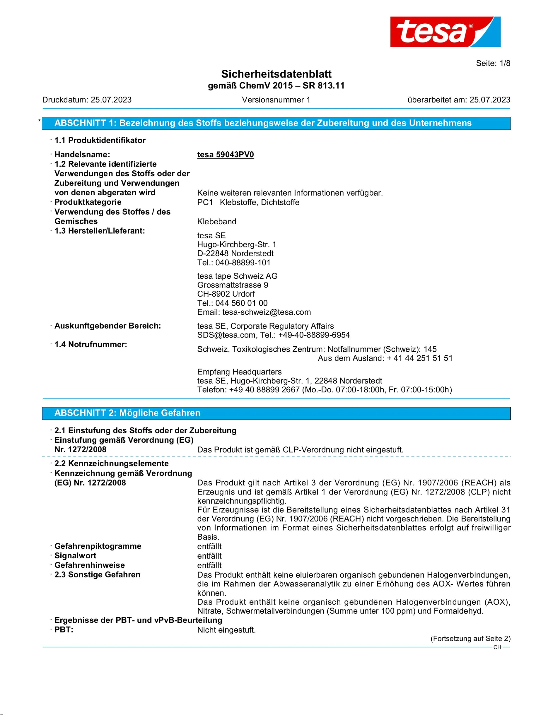 Safety data sheet_tesafilm® 59036_de-CH_v1