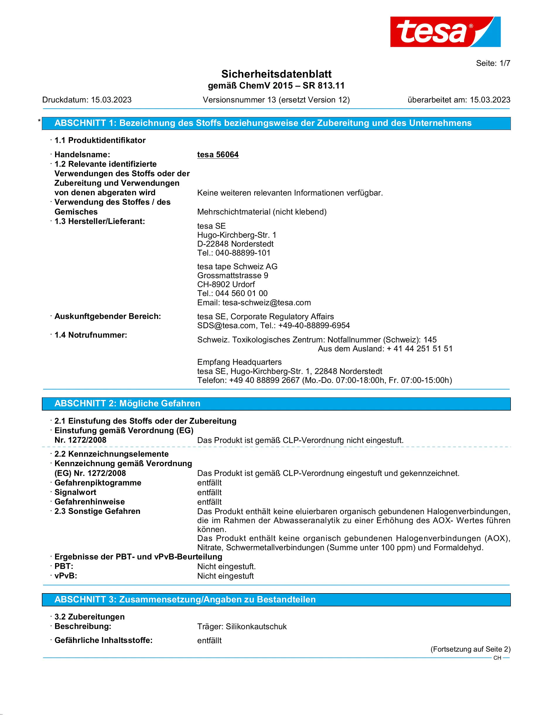 Safety data sheet_tesa® extra Power 56064_de-CH_v13