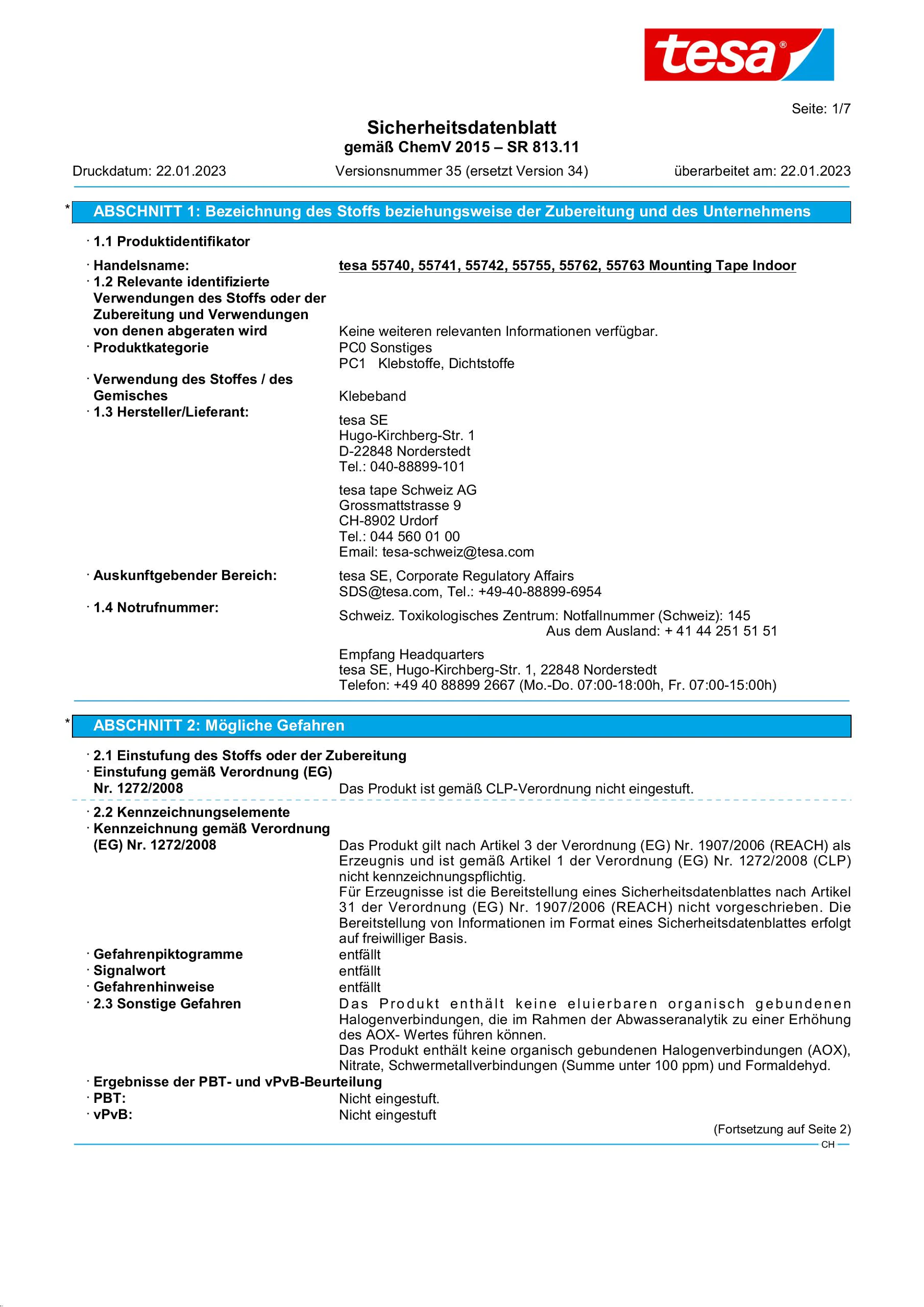 Safety data sheet_tesa® Powerbond 55740_de-CH_v35