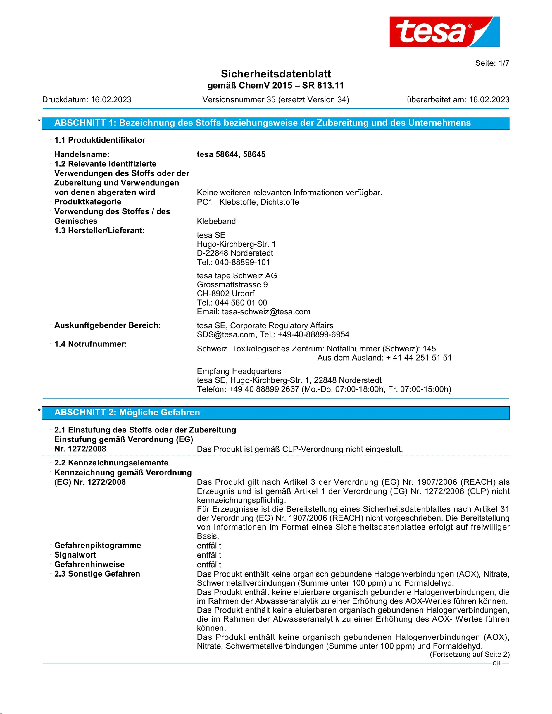 Safety data sheet_tesapack® 4124PVC30_de-CH_v35