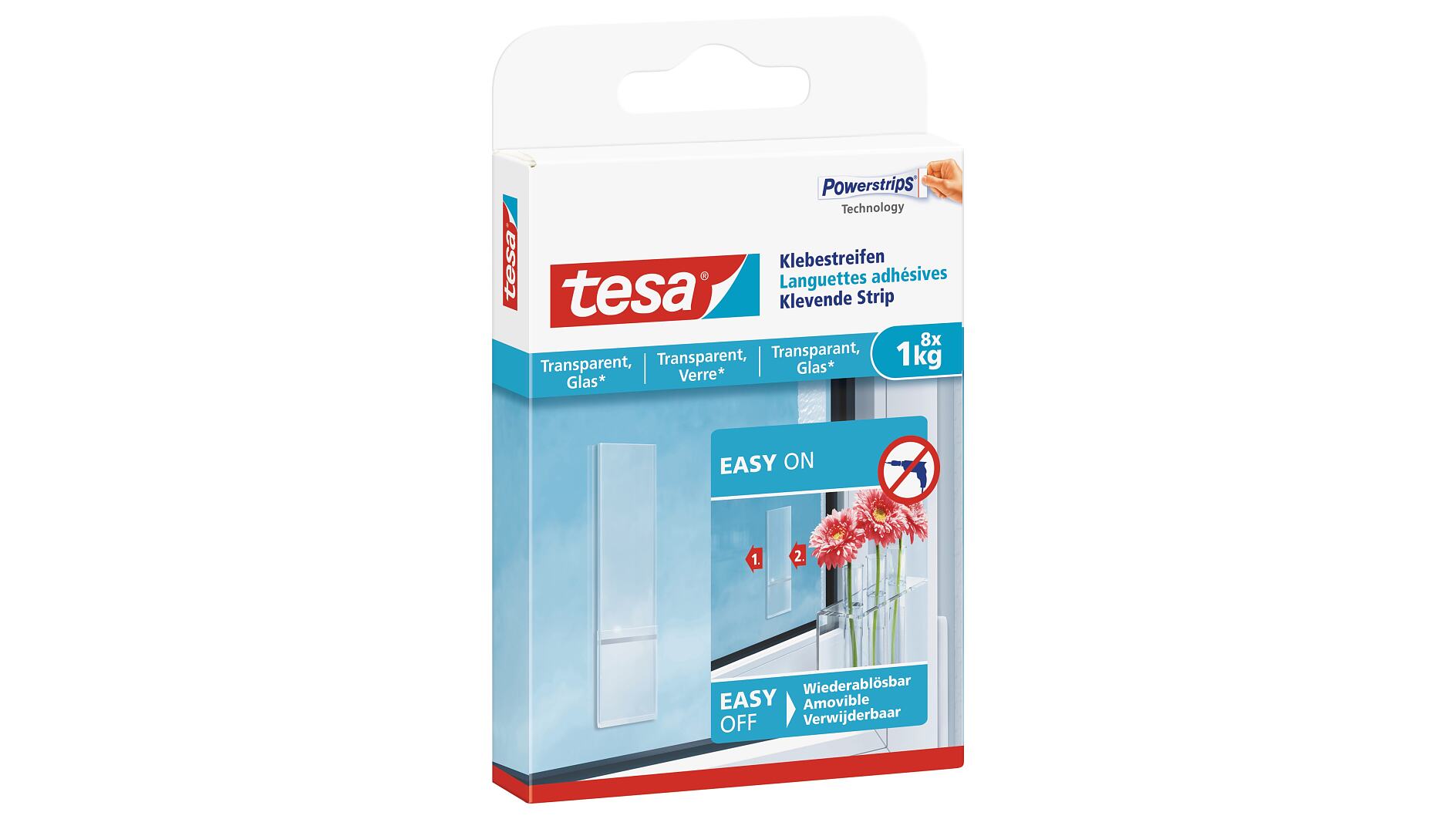 tesa® Klebestreifen für transparente Oberflächen und Glas (1kg) - tesa