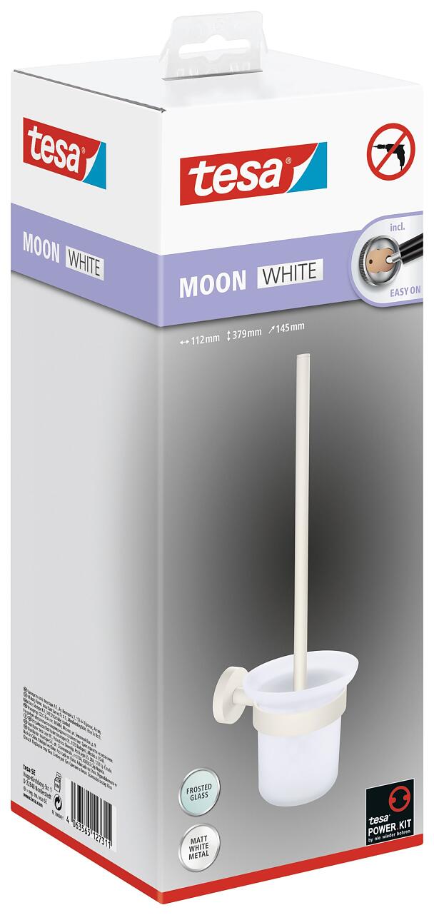 tesa® Moon White Brosse à toilette, autoadhésif, métal enduit de poudre -  tesa