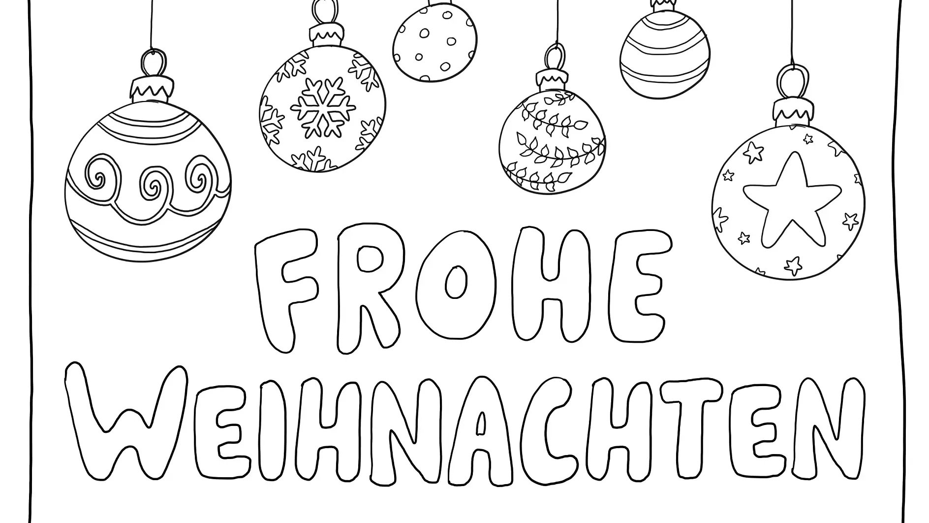 Ausmalbild Weihnachtskugeln Frohe Weihnachten