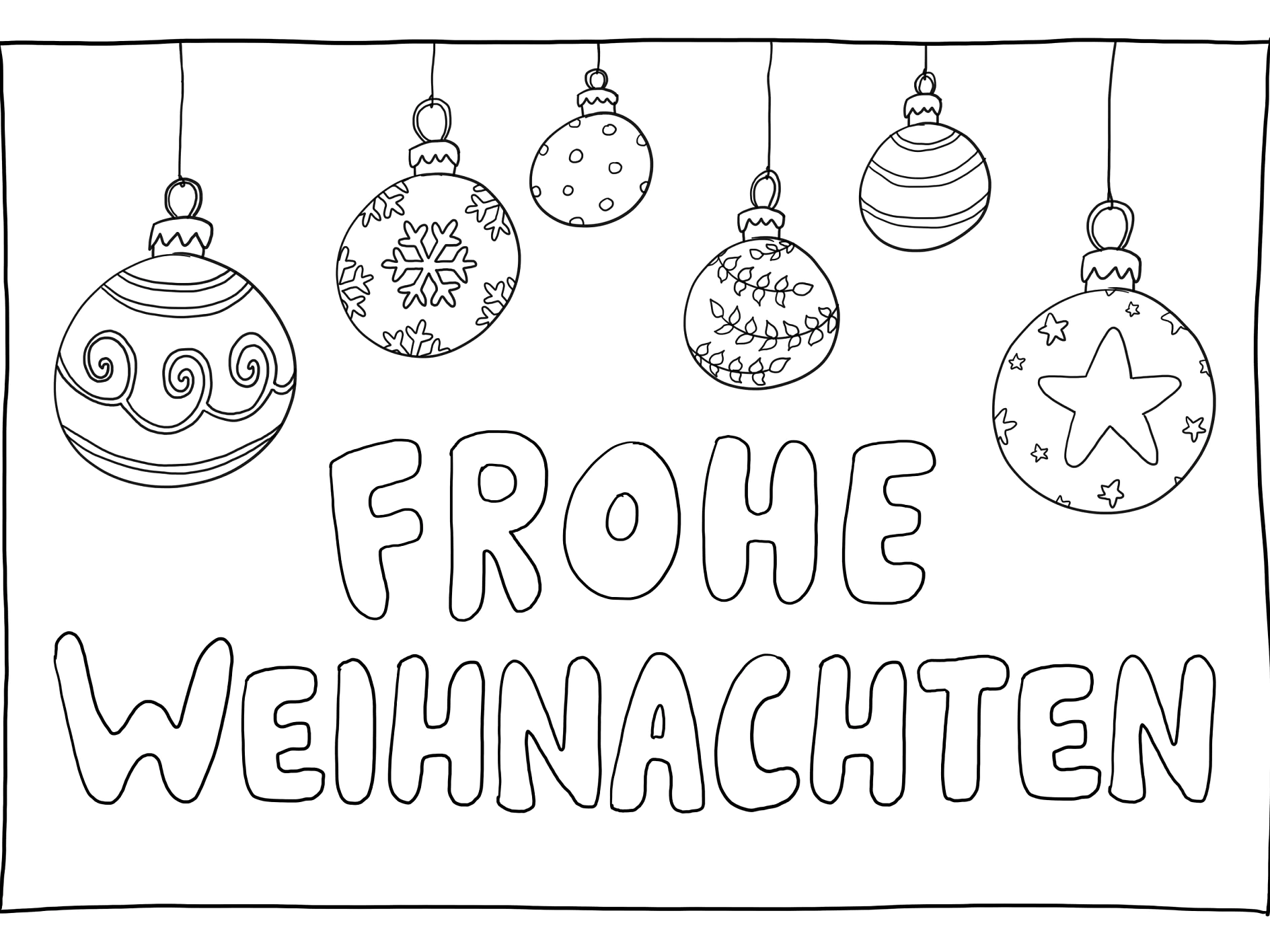 Ausmalbild Weihnachtskugeln Frohe Weihnachten