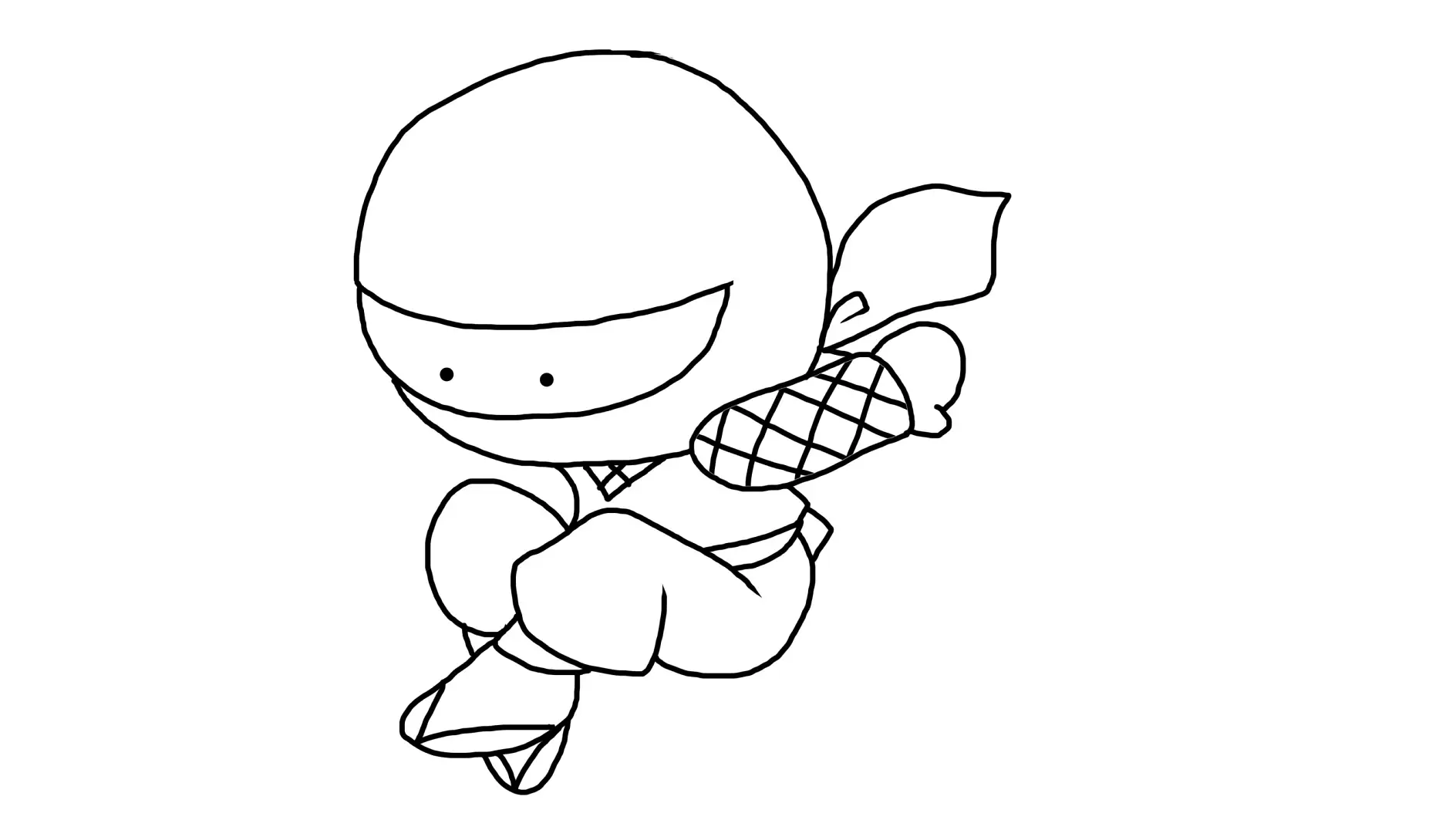 Ausmalbild Ninja mit Maske in Sprungpose