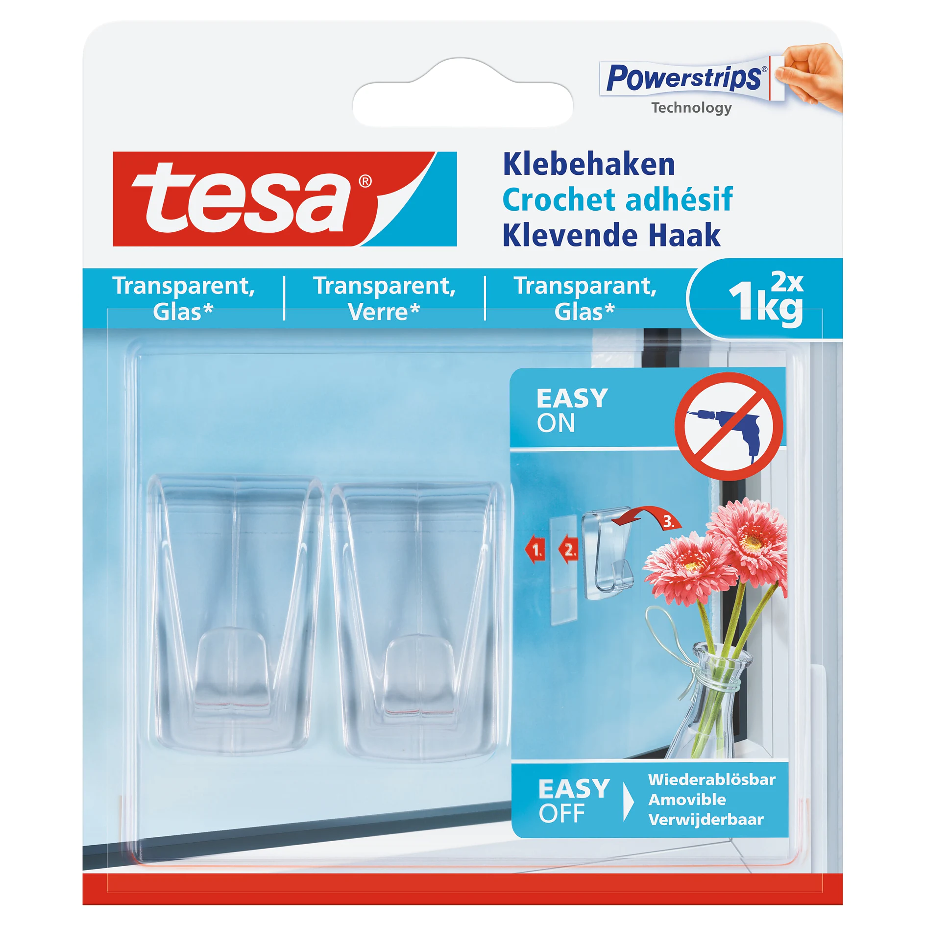 [en-en] tesa Smart Mounting System Adhesive Hook 1kg Transparent