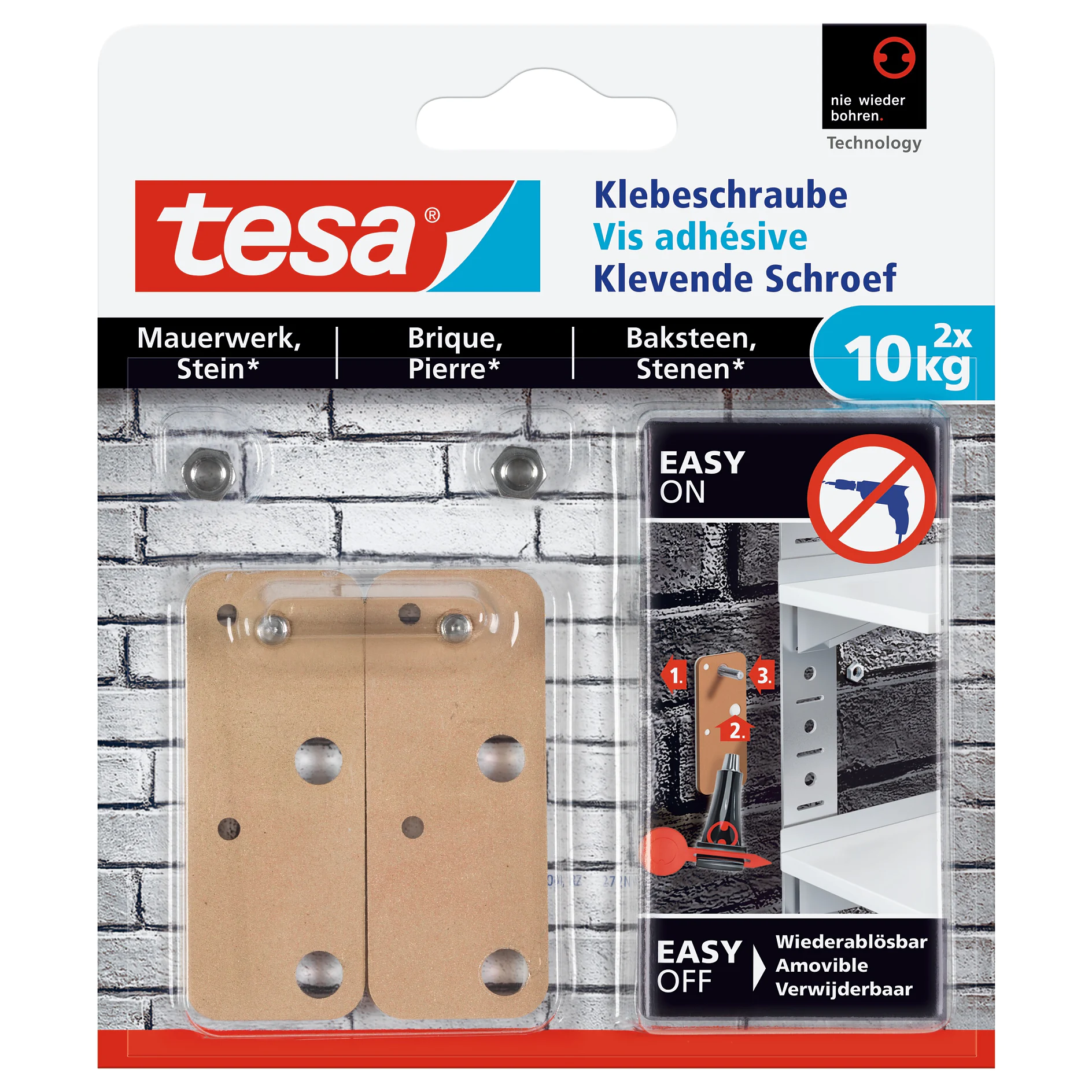 [en-en] tesa Smart Mounting System Adhesive Screw Square 10kg Brick