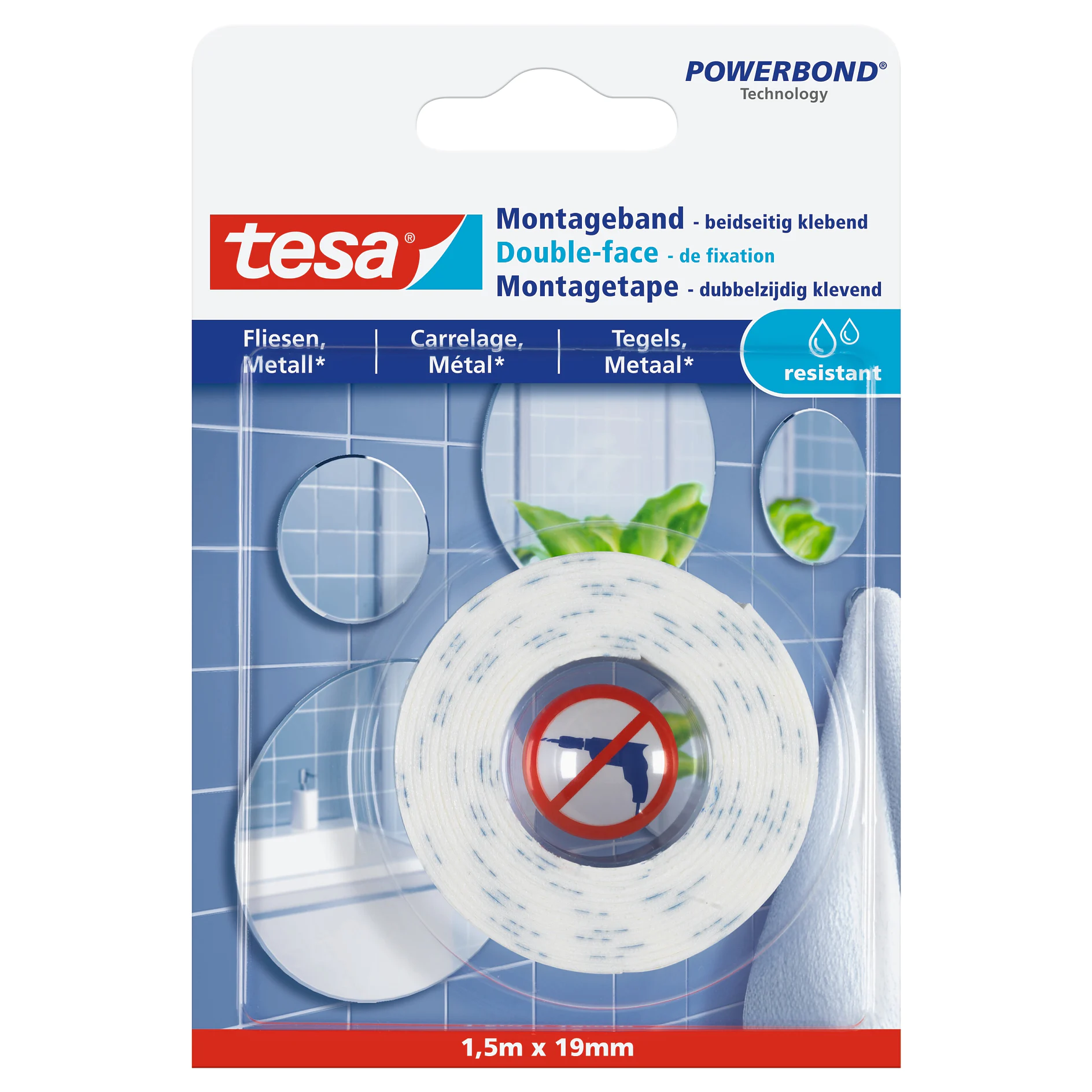 [en-en] tesa Smart Mounting System Mounting Tape 1,5x19 for damp rooms