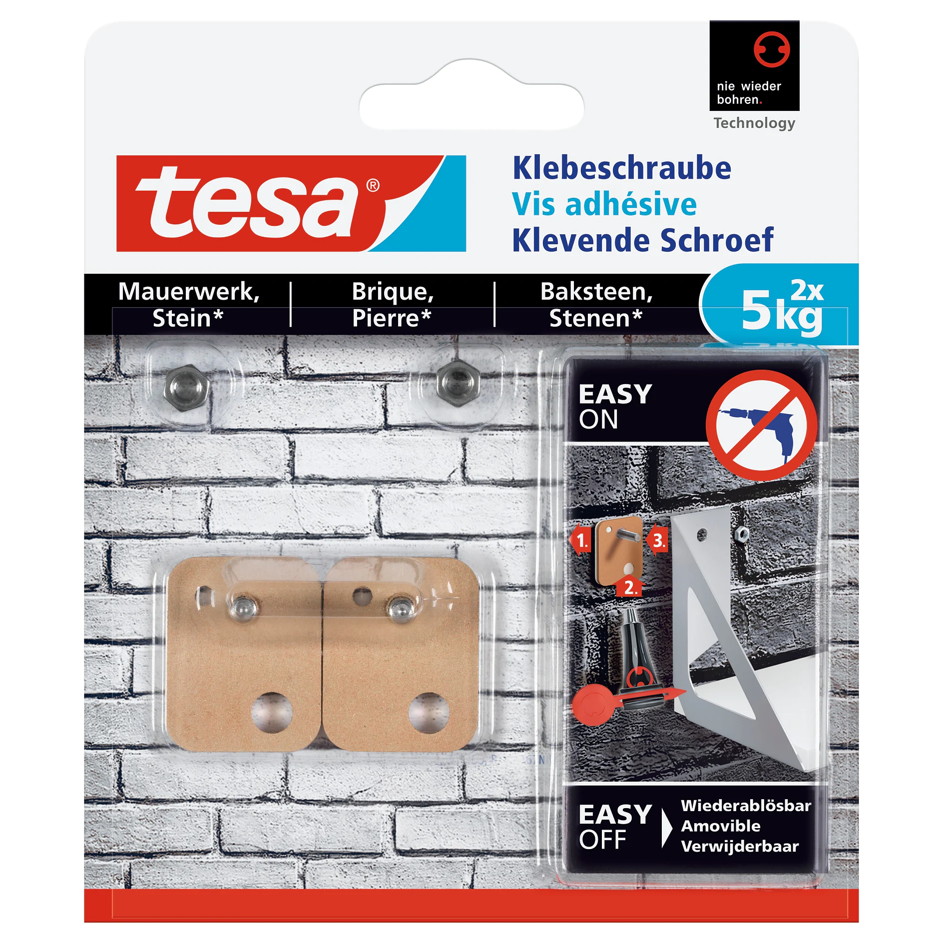 [en-en] tesa Smart Mounting System Adhesive Screw Square 5kg Brick