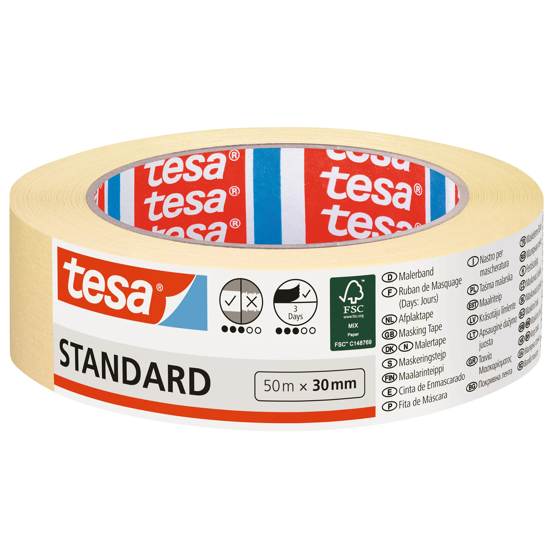 [en-en] tesa Masking&nbsp;Standard, 50m x 30mm