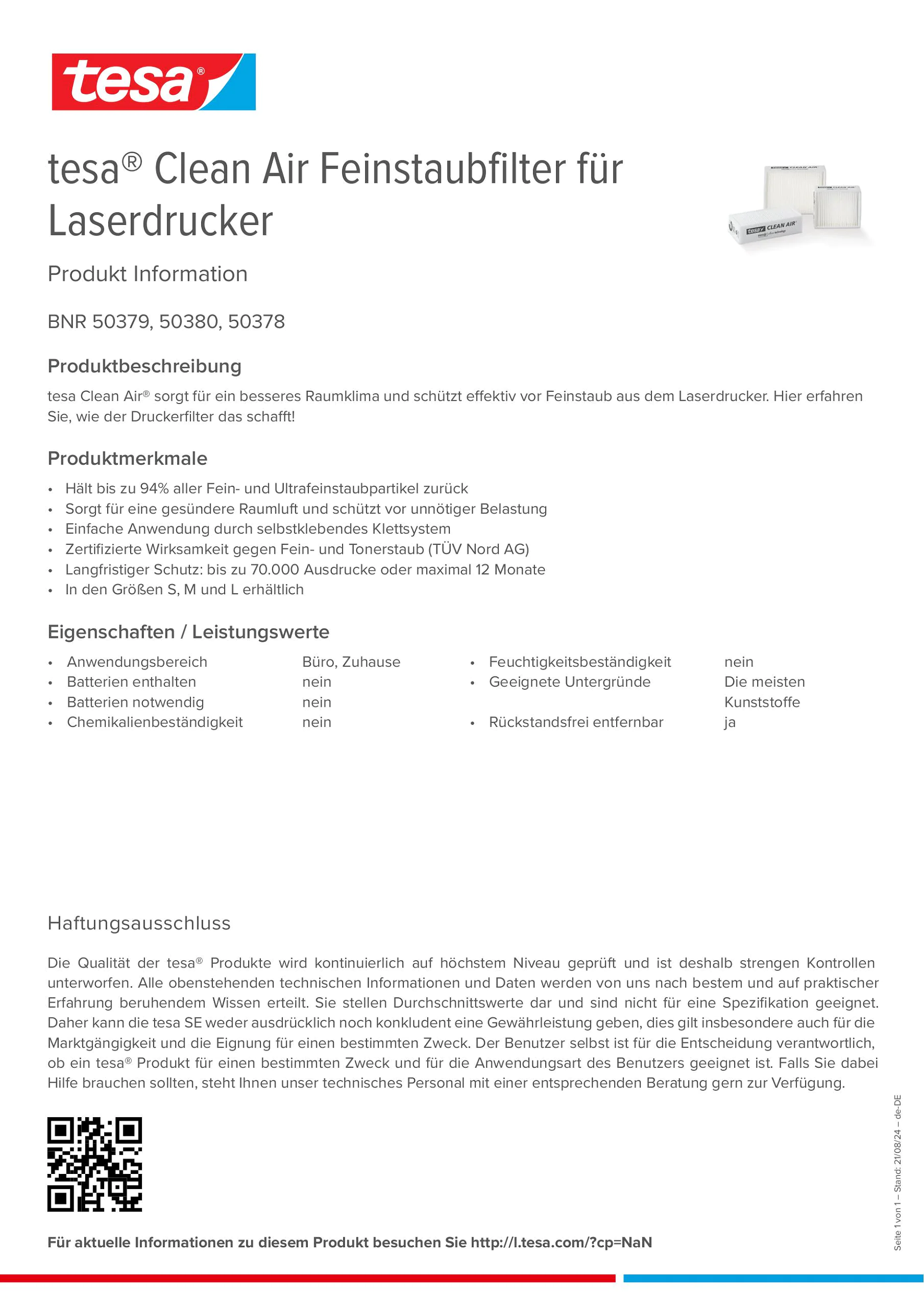 Product information_tesa® Clean Air 50378_de-DE