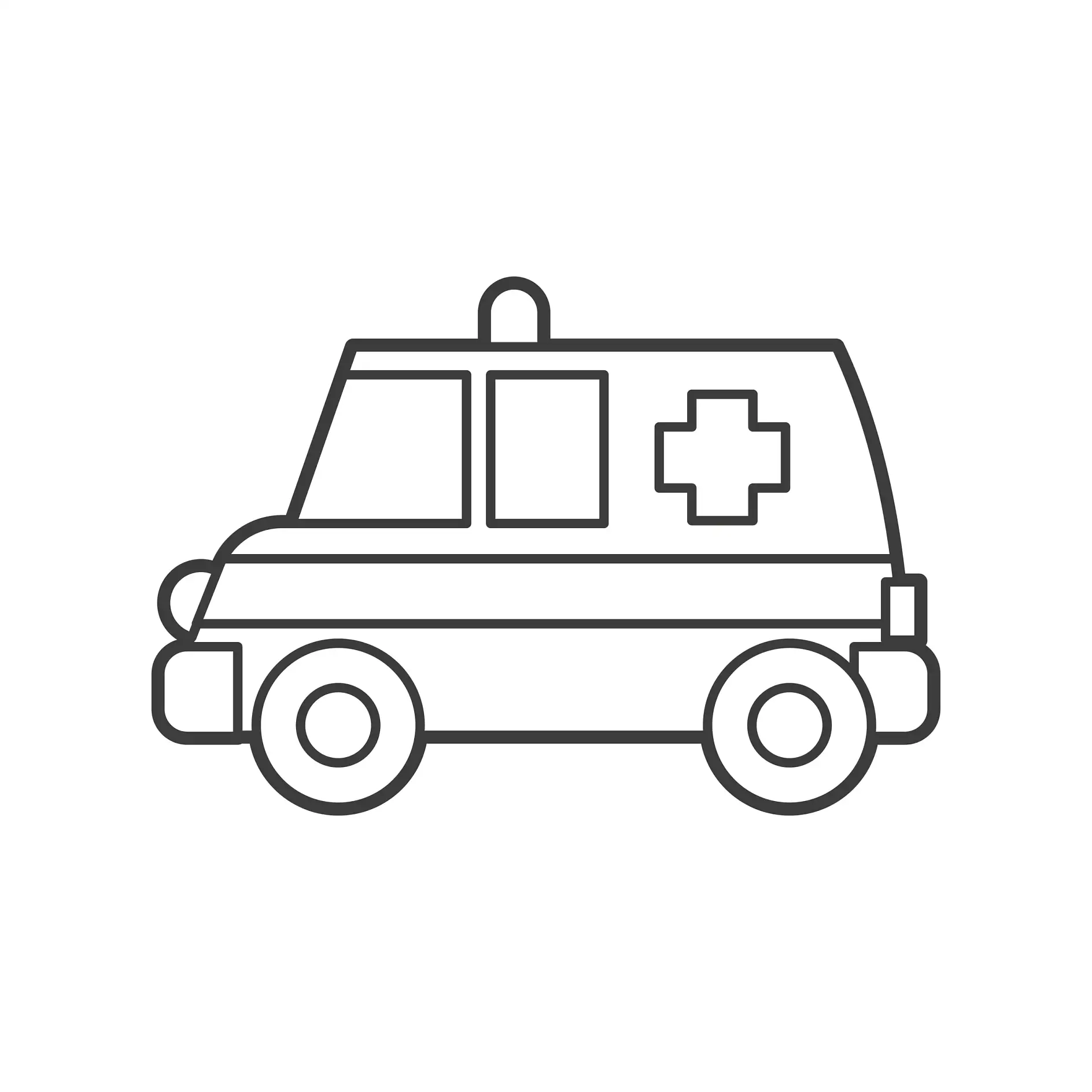 Ausmalbild Krankenwagen schlicht mit Kreuz