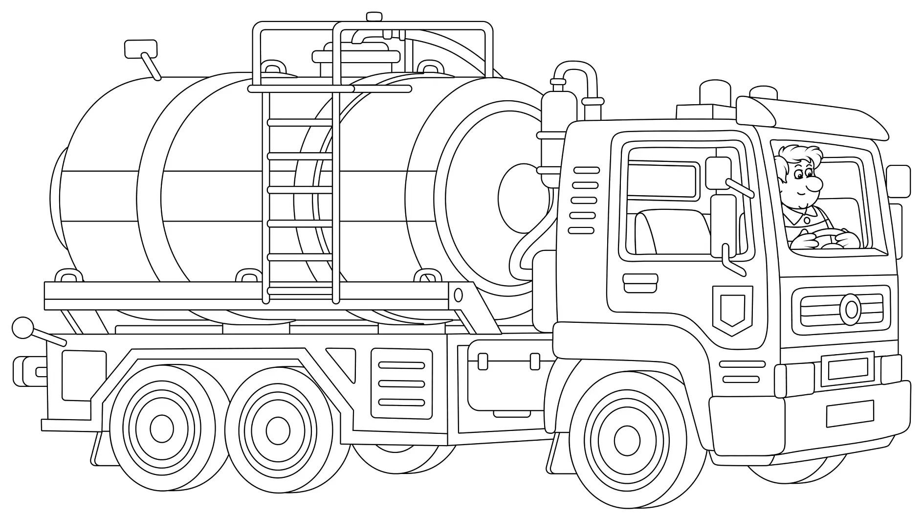 Ausmalbild LKW mit Tankbehälter
