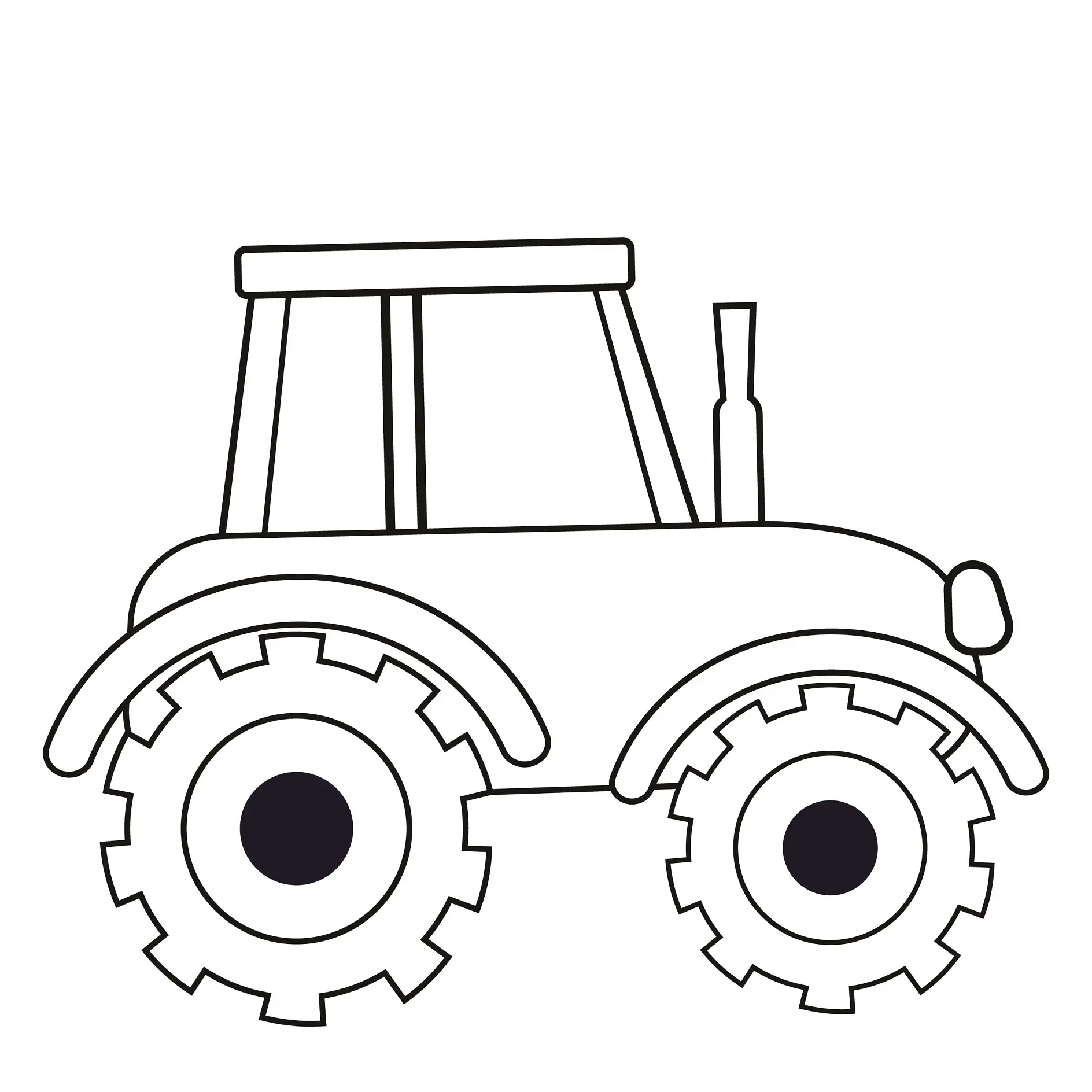 Ausmalbild Traktor Comic Stil
