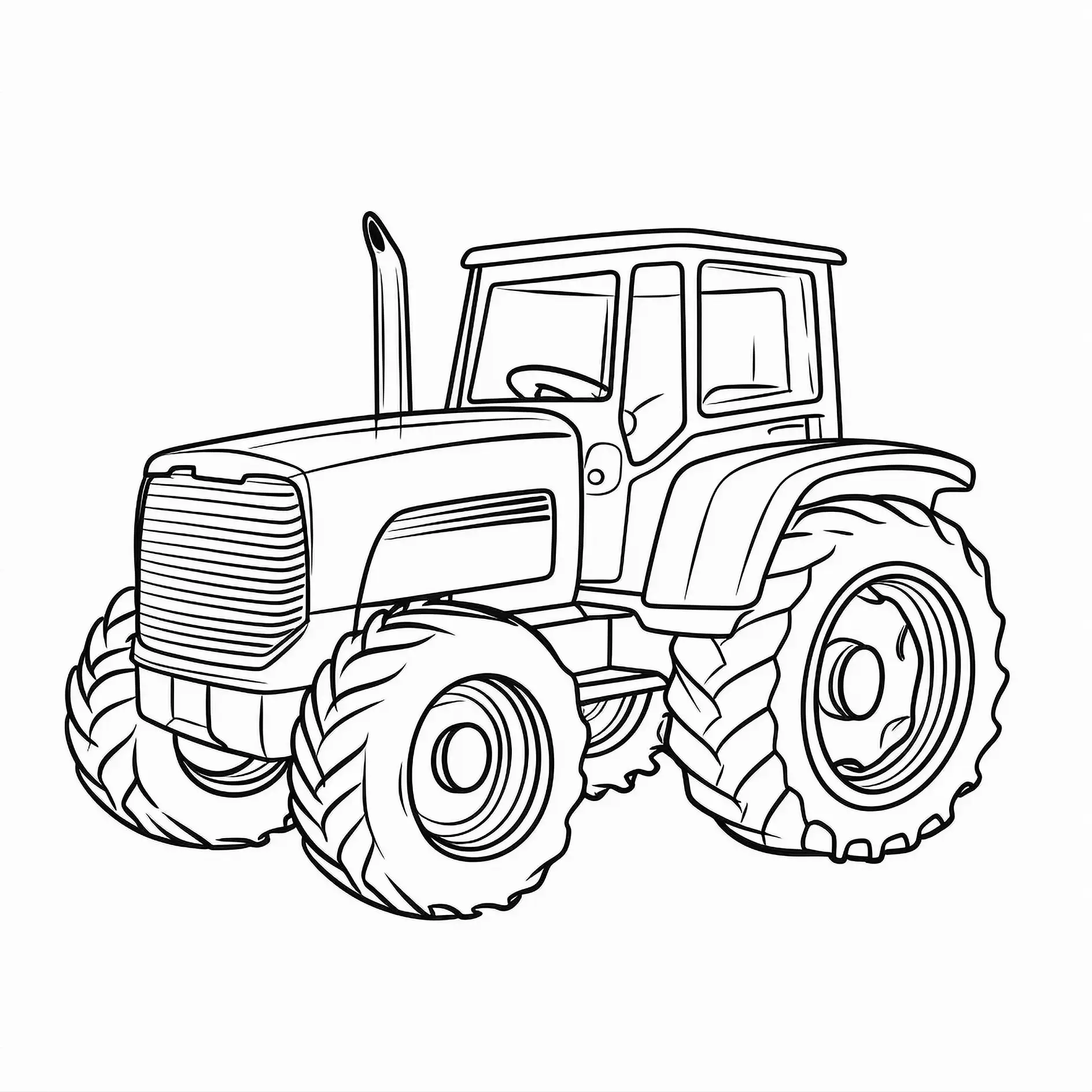 Ausmalbild Traktor mit großen Reifen
