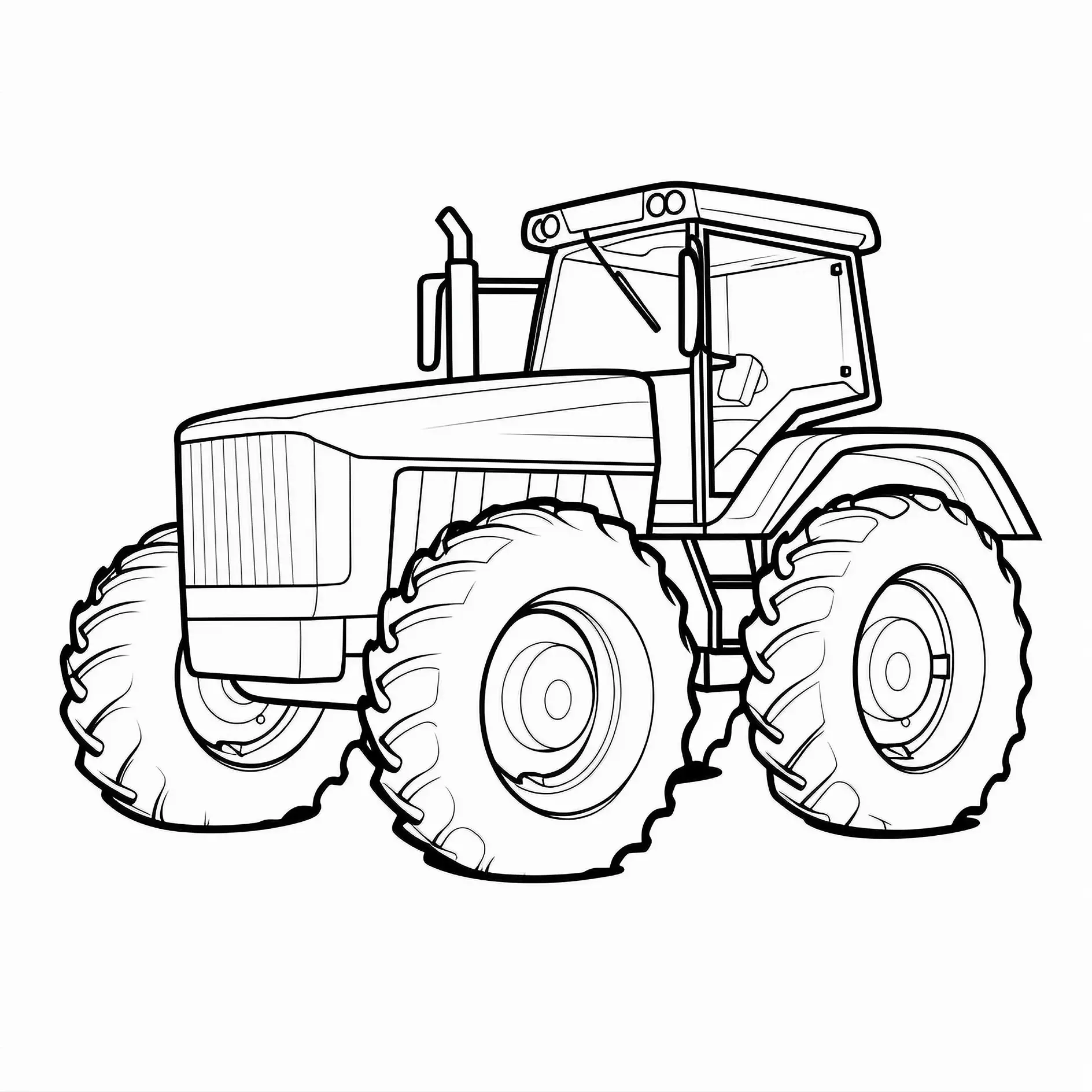Ausmalbild Traktor mit markanten Reifen