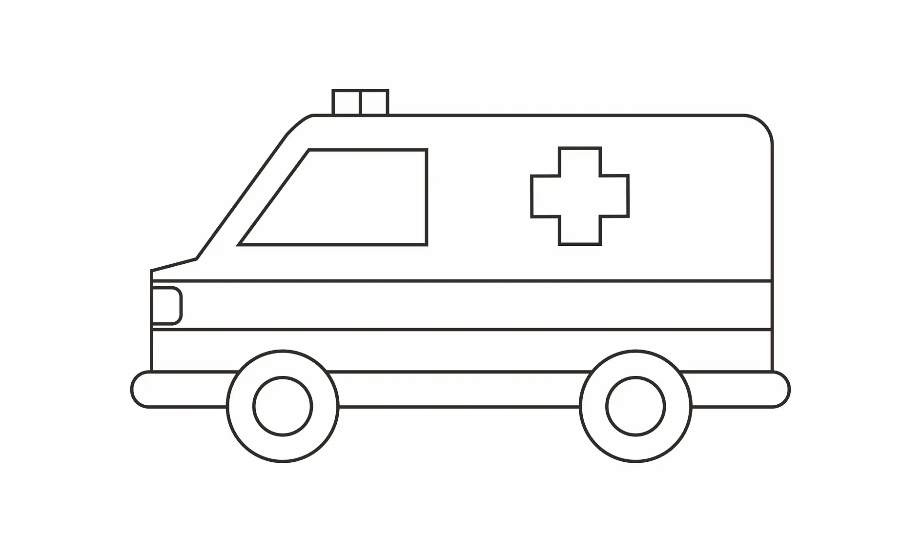 Ausmalbild Krankenwagen mit Kreuz und Sirene