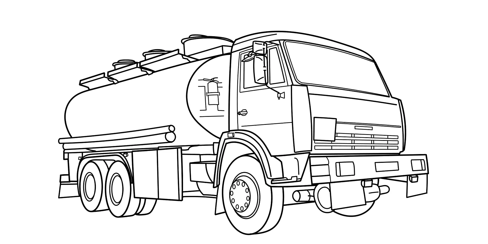 Ausmalbild LKW als Tankfahrzeug