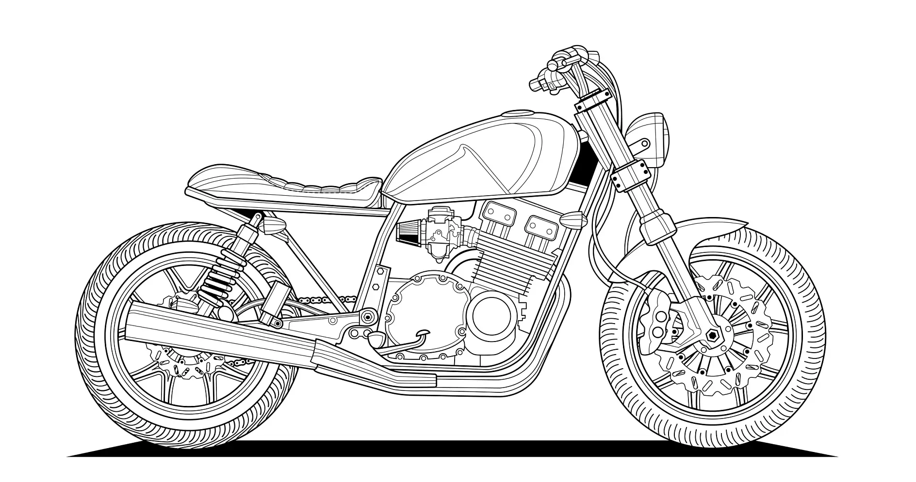 Ausmalbild Motorrad Bobber Style