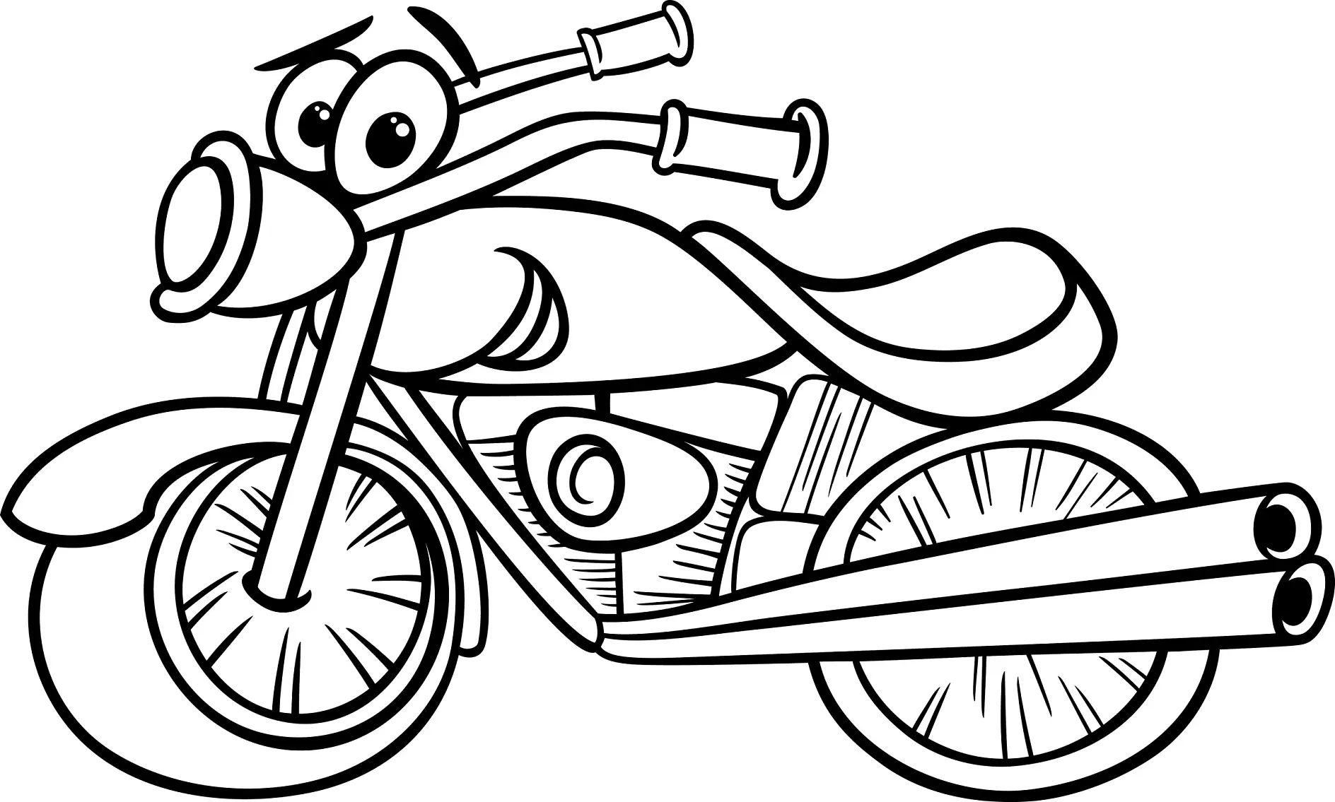 Ausmalbild Motorrad mit Augen