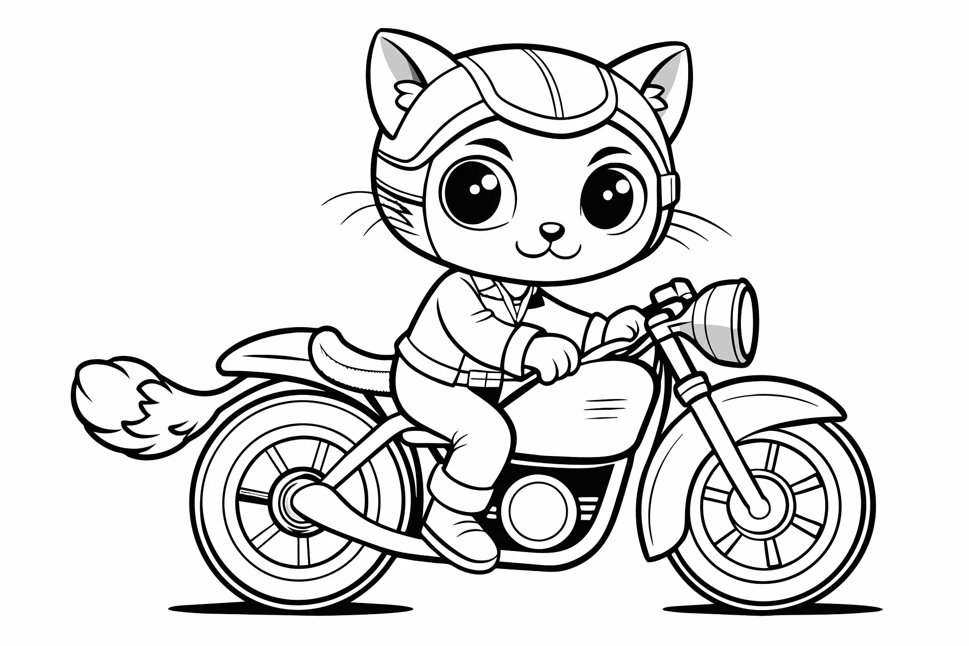 Ausmalbild Motorrad mit Katzenfigur