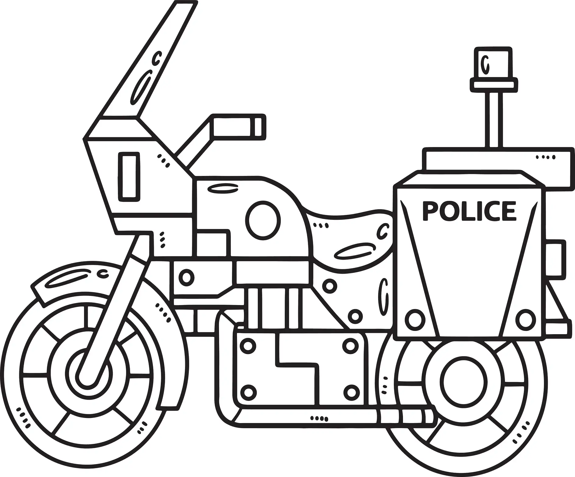 Ausmalbild Motorrad Polizei
