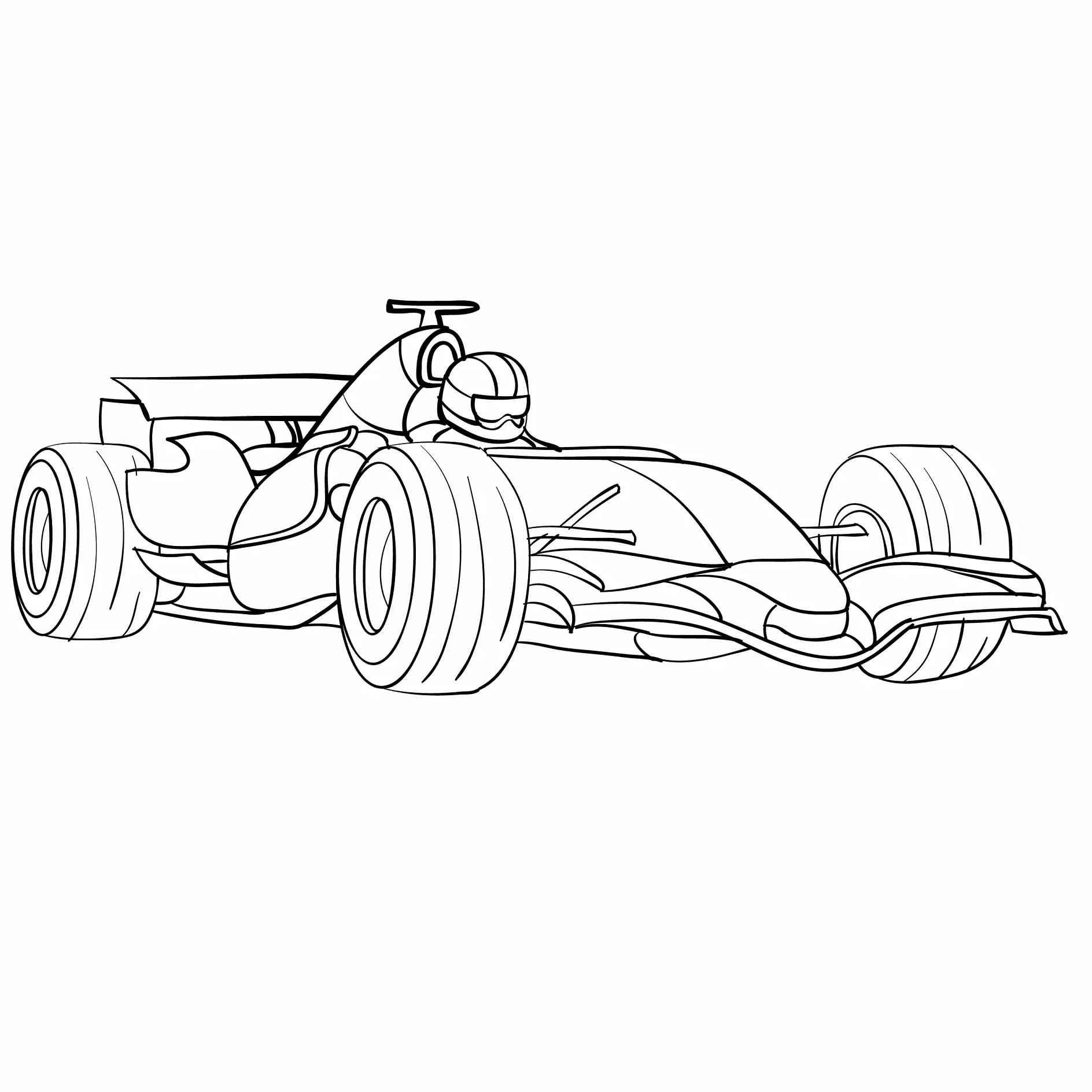 Ausmalbild Rennauto Formel Stil
