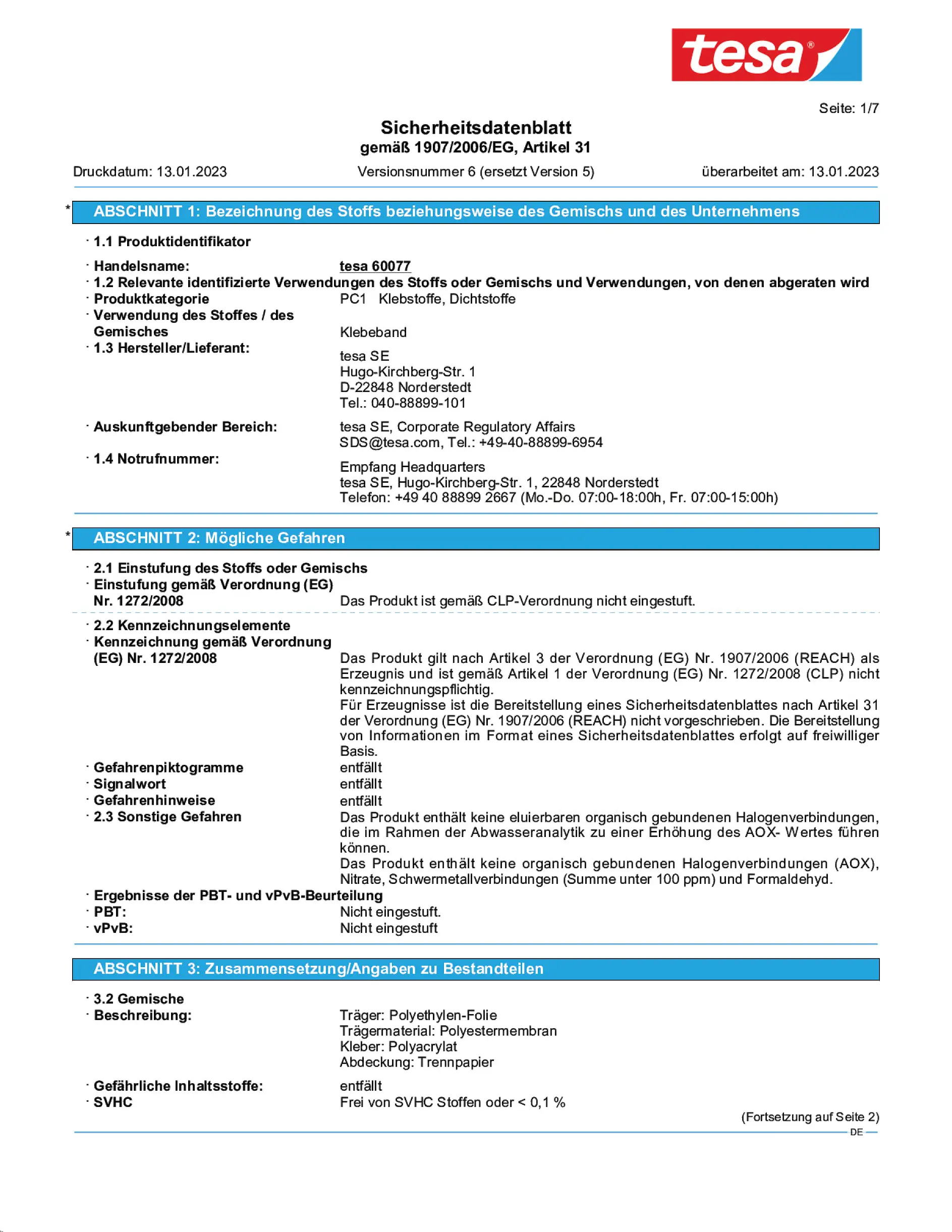 Safety data sheet_tesa® Professional 60077_de-DE_v6