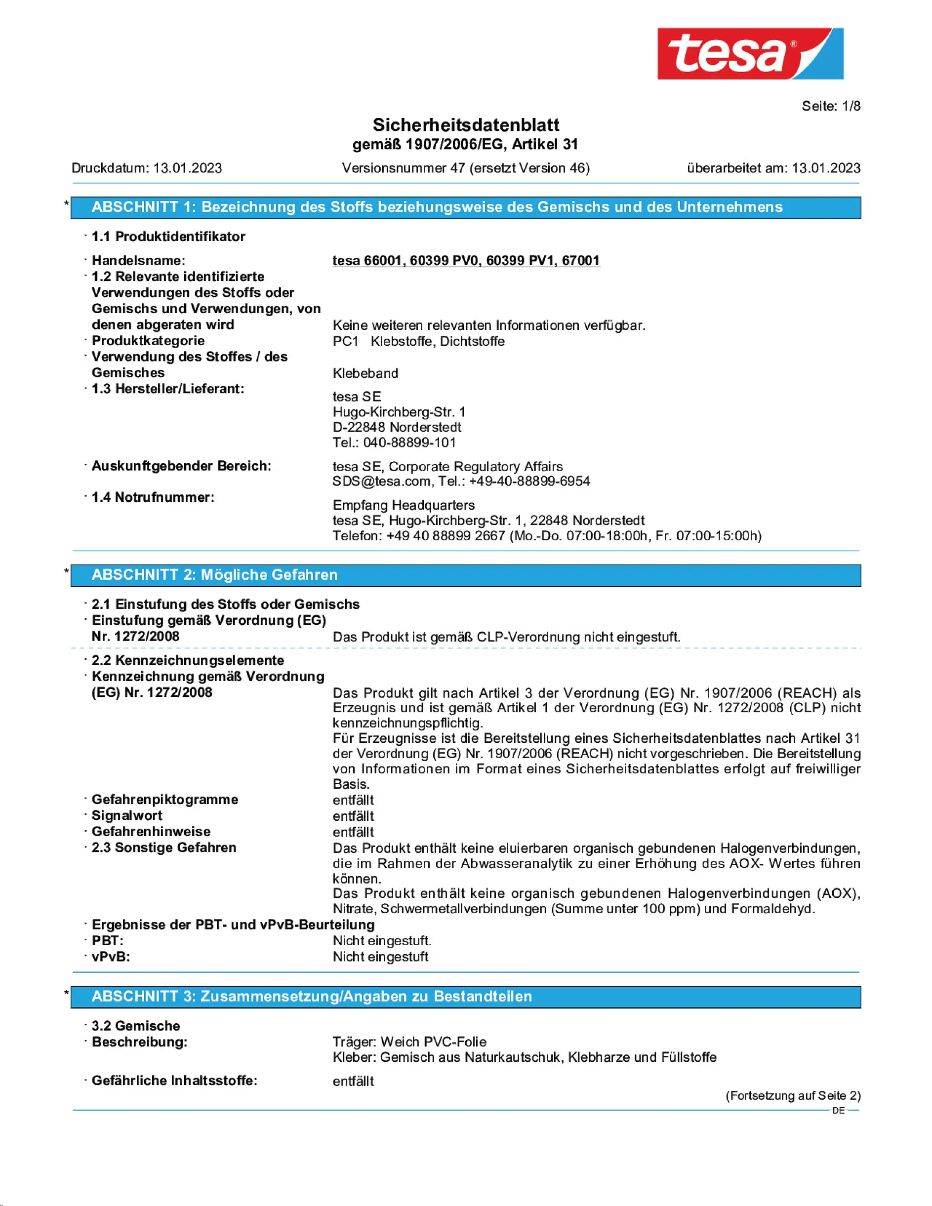 Safety data sheet_tesa® Professional 66001_de-DE_v47