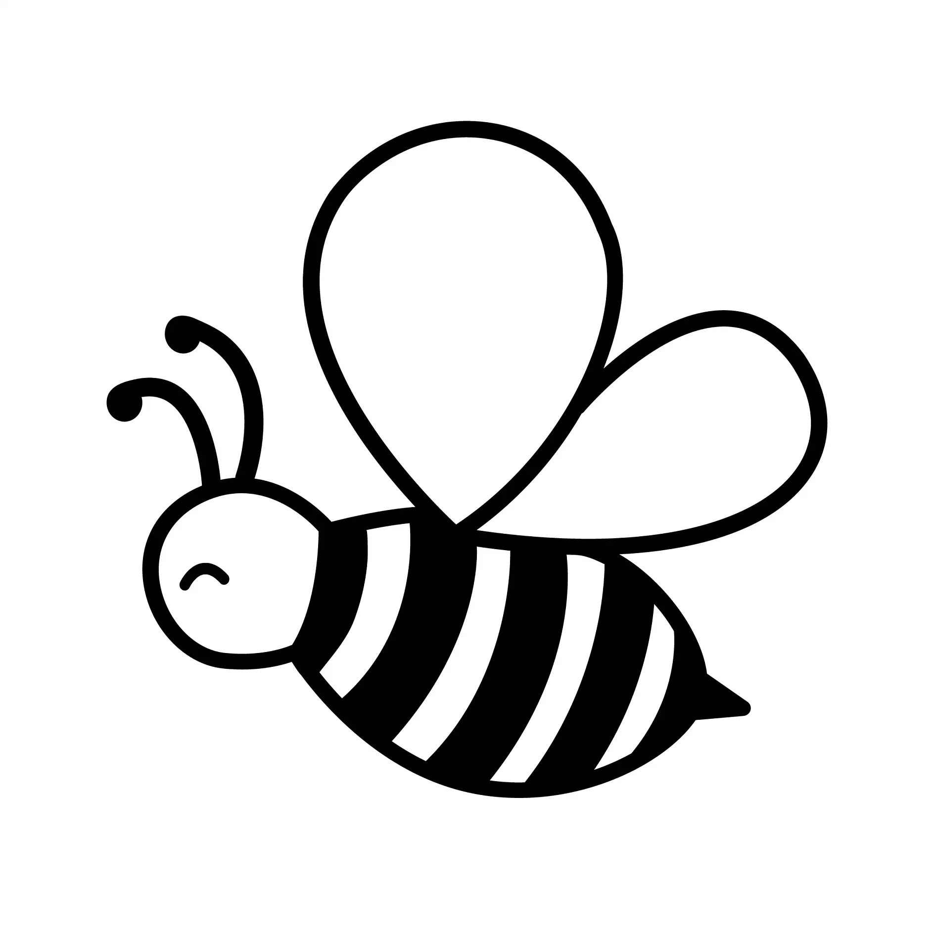 Ausmalbild Biene mit gestreiftem Körper und großen Flügeln