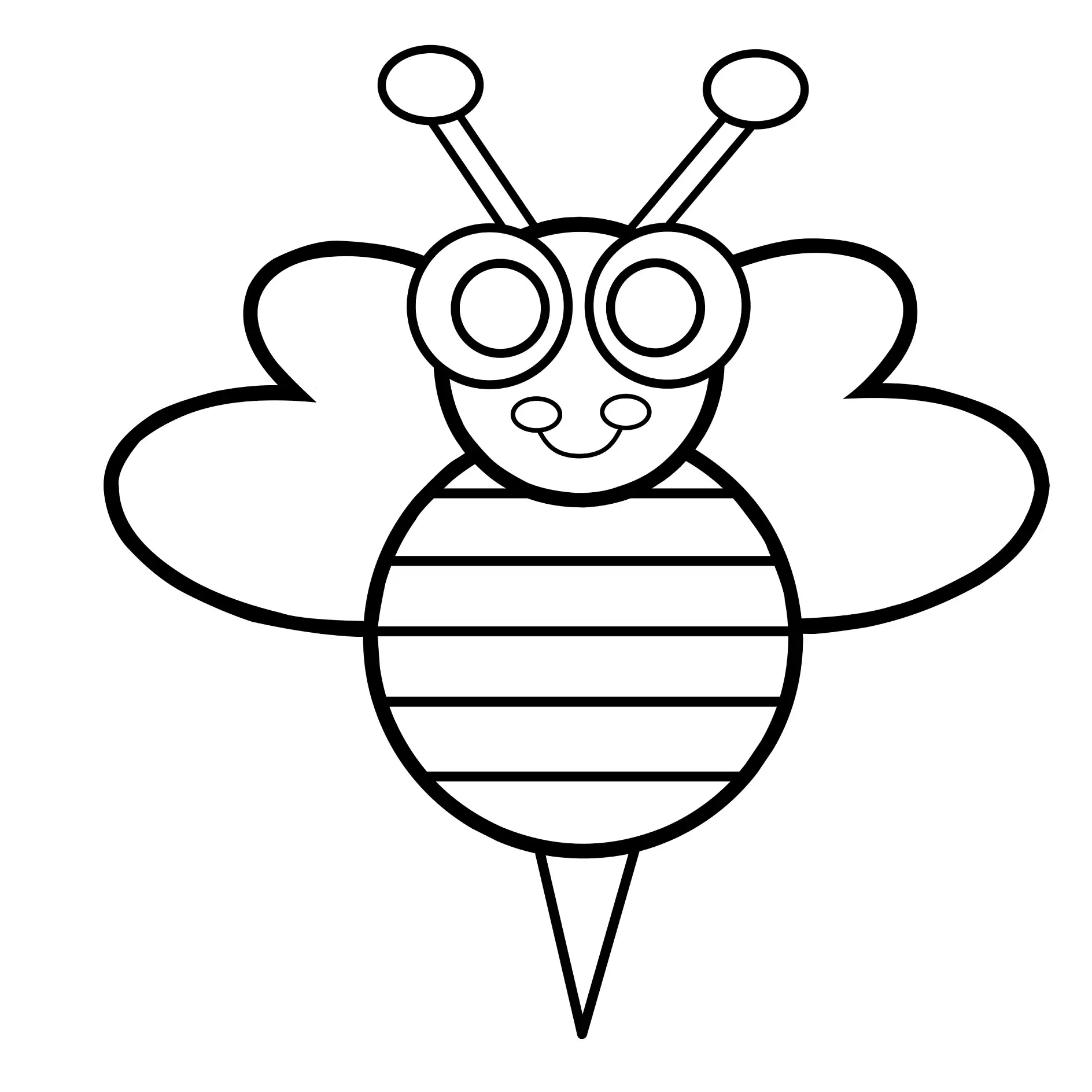 Ausmalbild Biene mit großen Augen und gestreiftem Körper