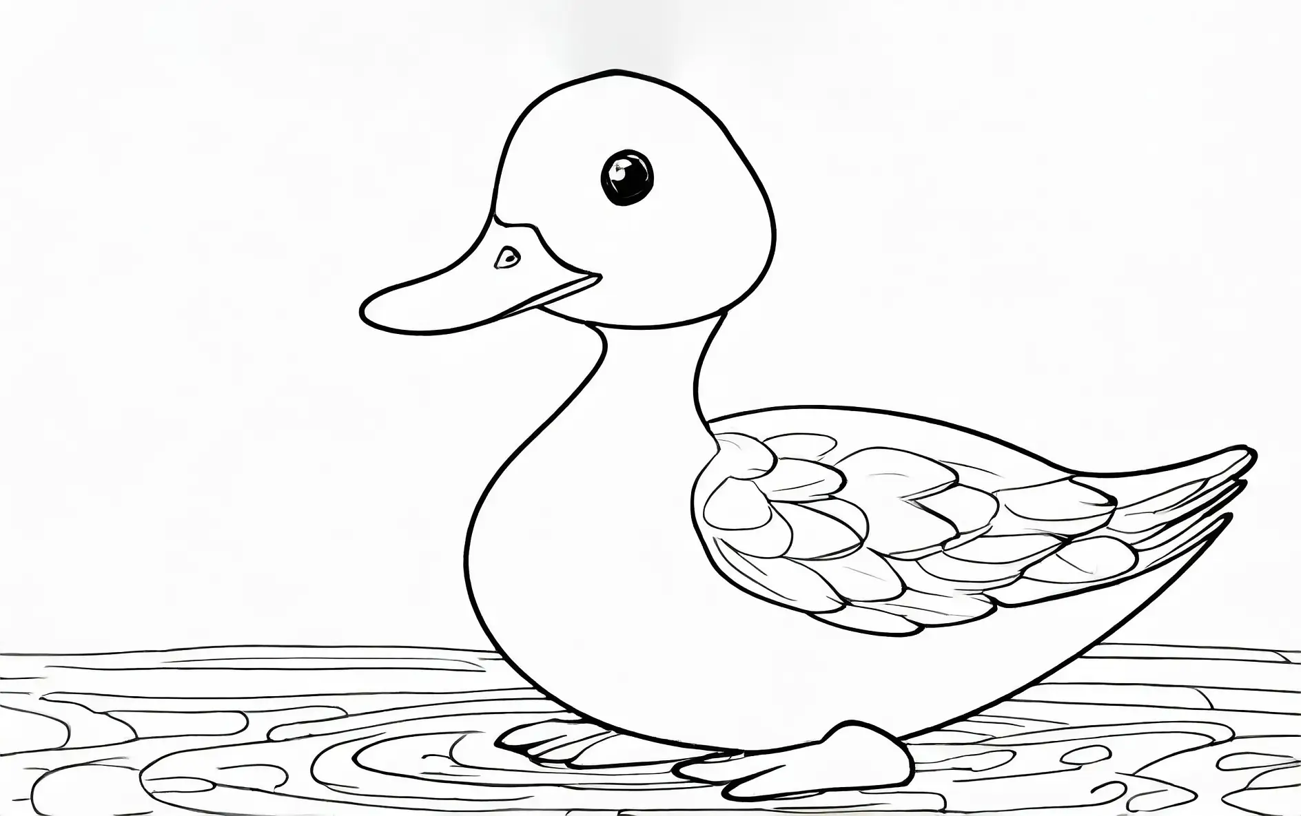 Ausmalbild Ente schwimmt auf ruhigem Wasser
