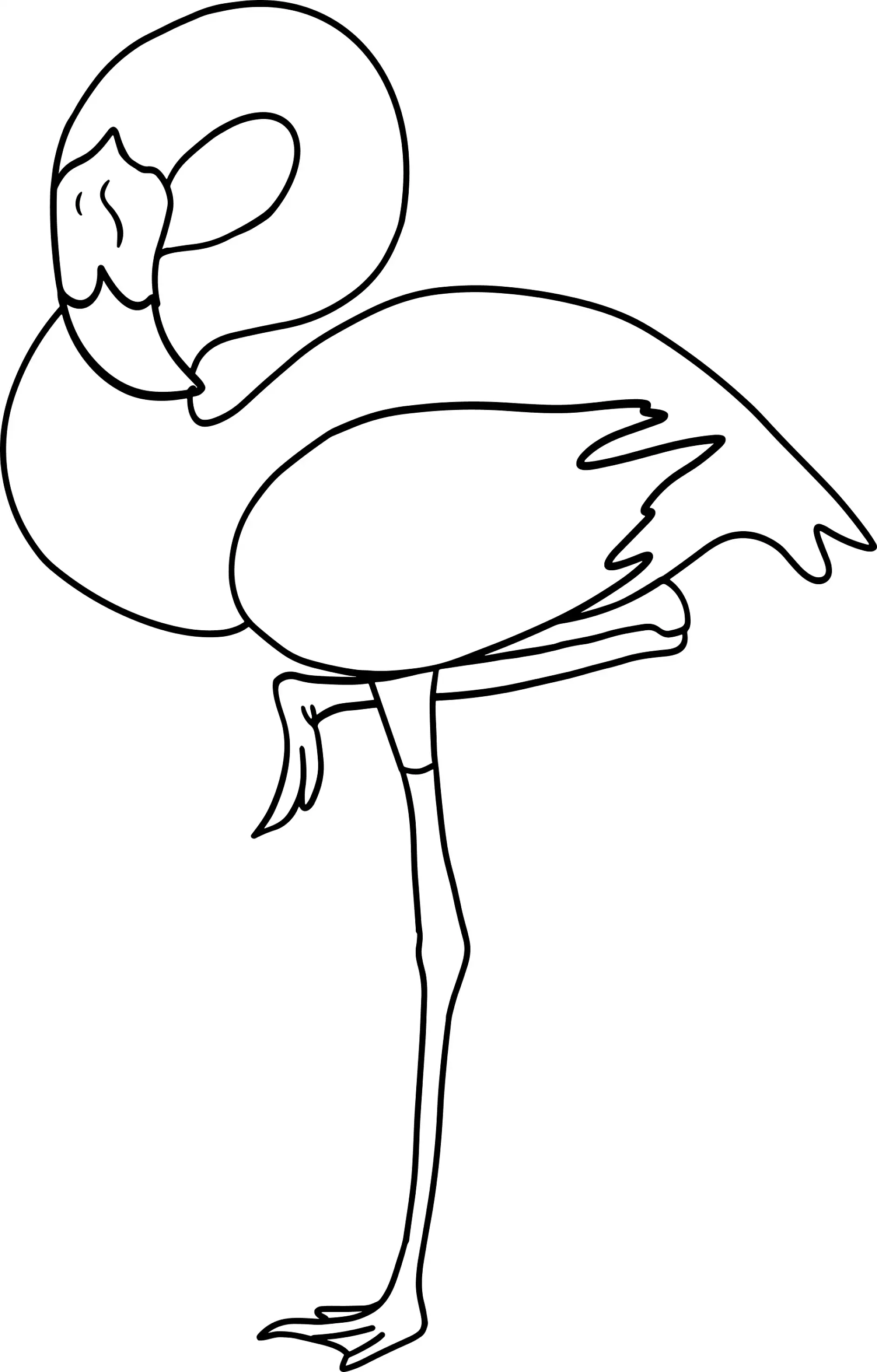 Ausmalbild Flamingo schläft auf einem Bein stehend