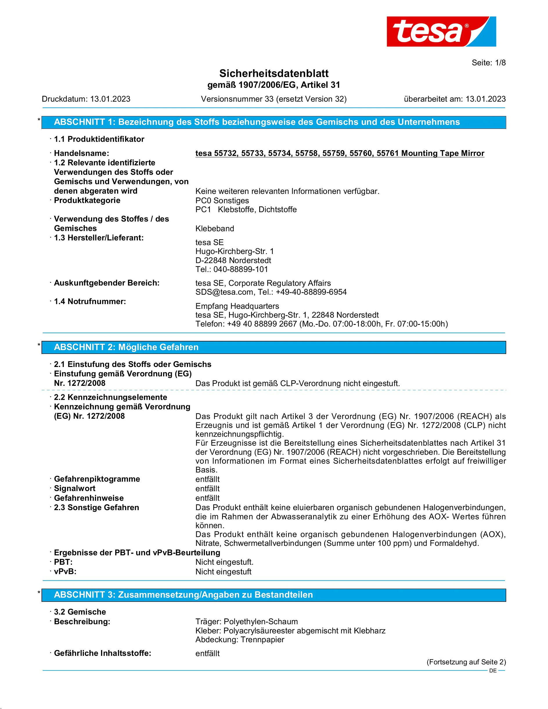 Safety data sheet_tesa® Professional 55733_de-DE_v33