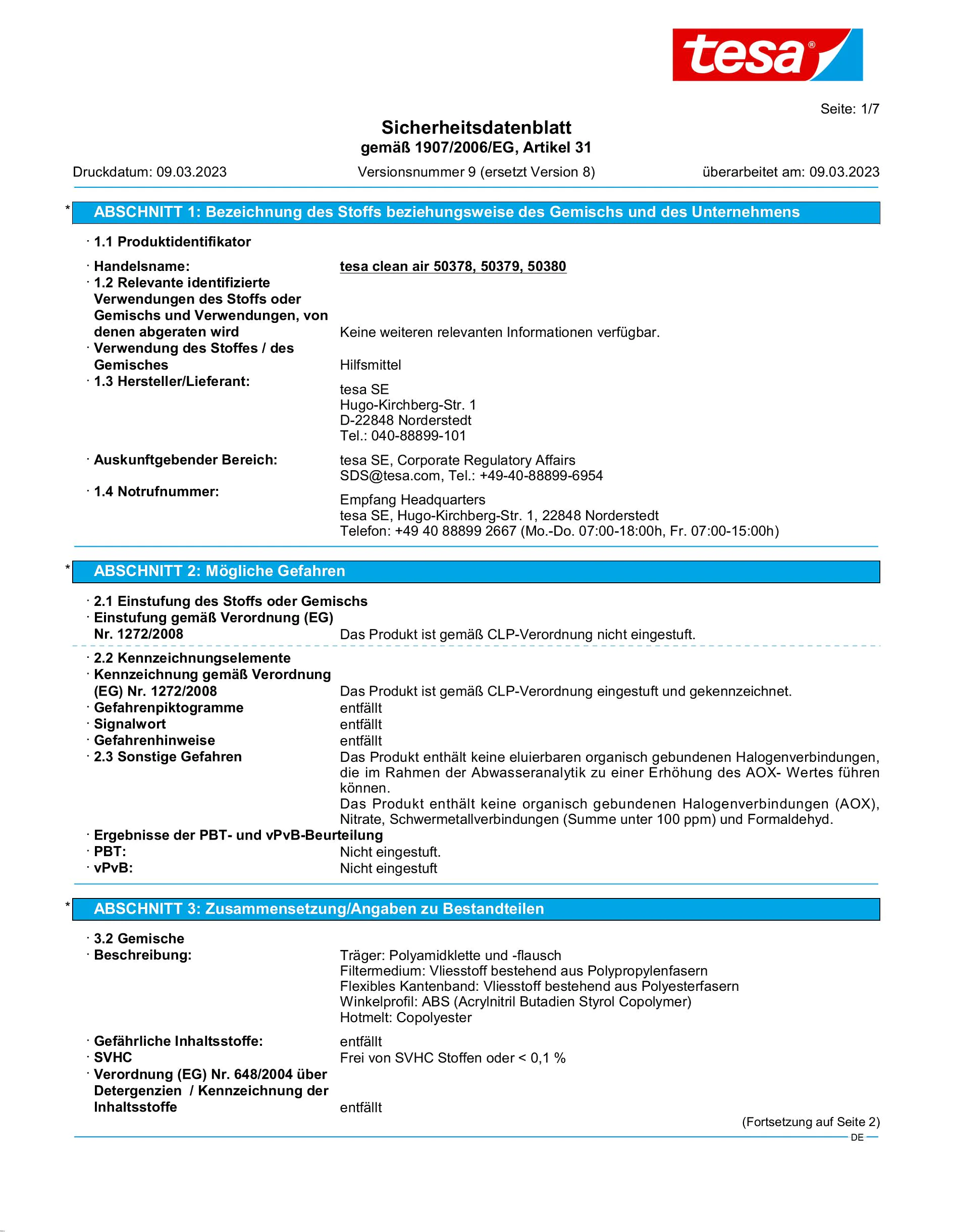 Safety data sheet_tesa® Clean Air 50378_de-DE_v9