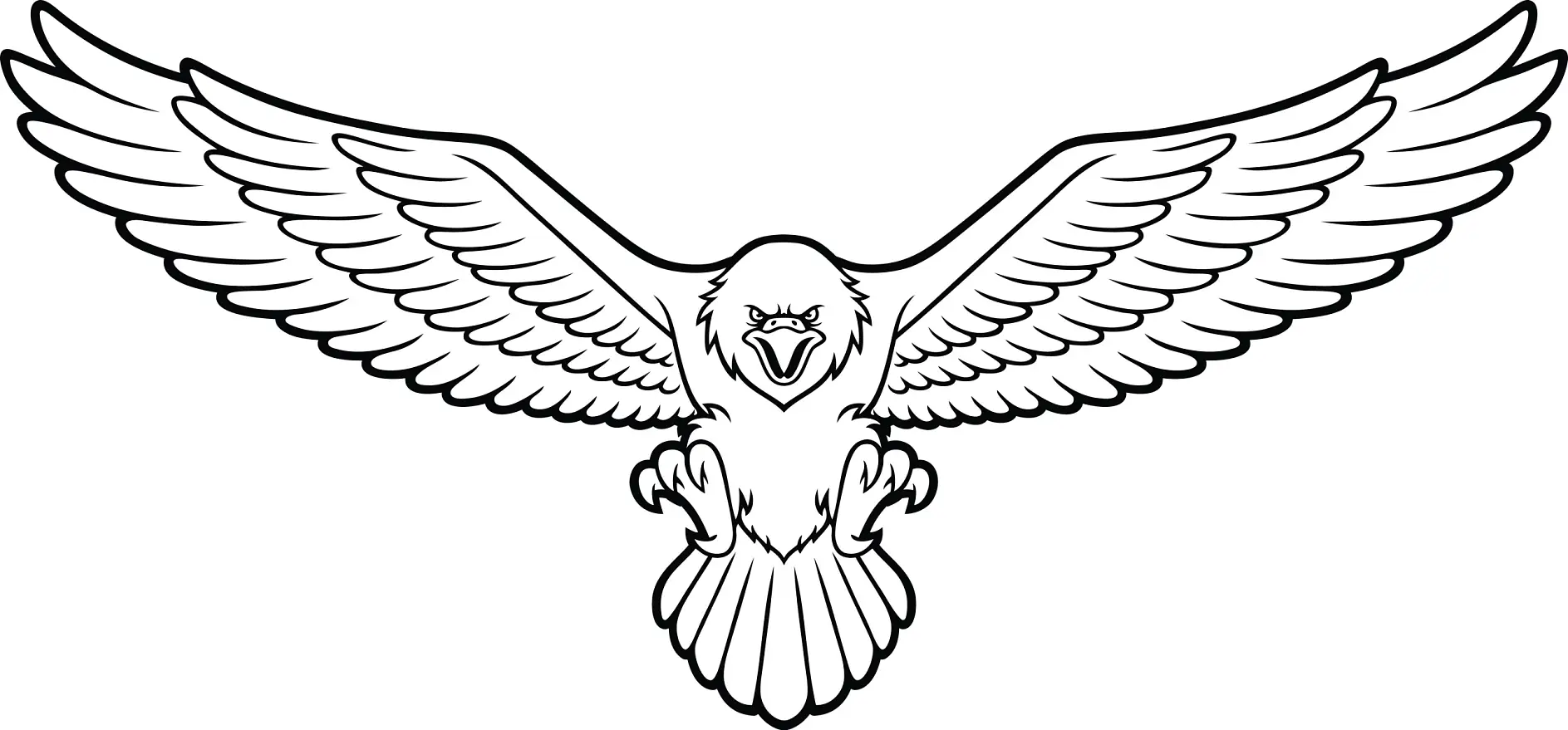 Ausmalbild Adler mit ausgebreiteten Flügeln im Flug