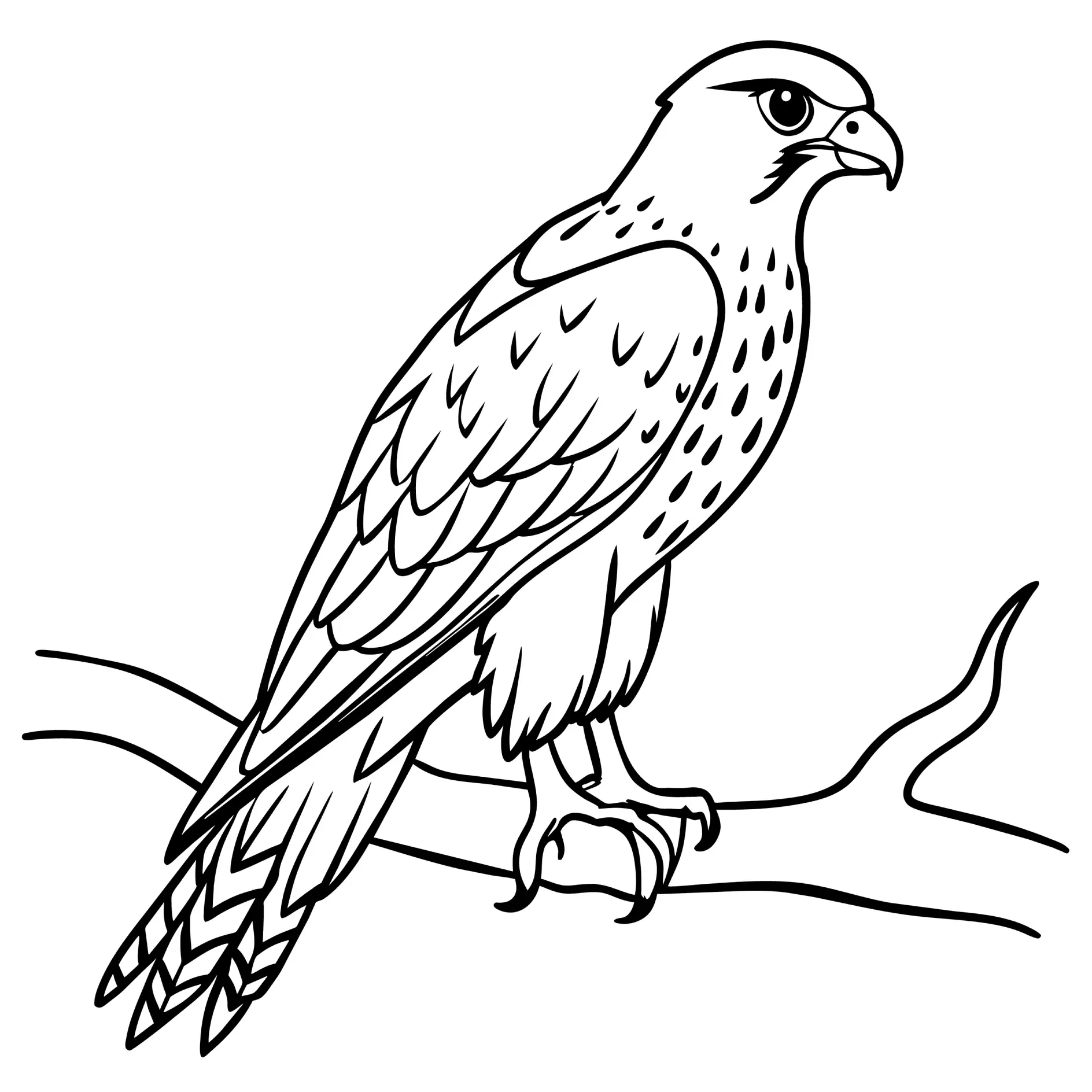 Ausmalbild Adler sitzt auf einem Ast