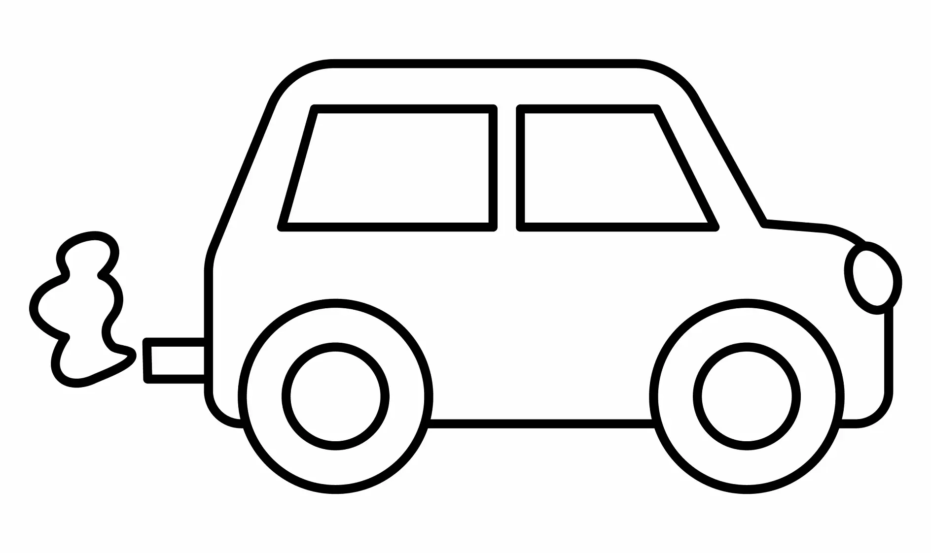 Ausmalbild Auto einfaches Modell mit Auspuffwolke