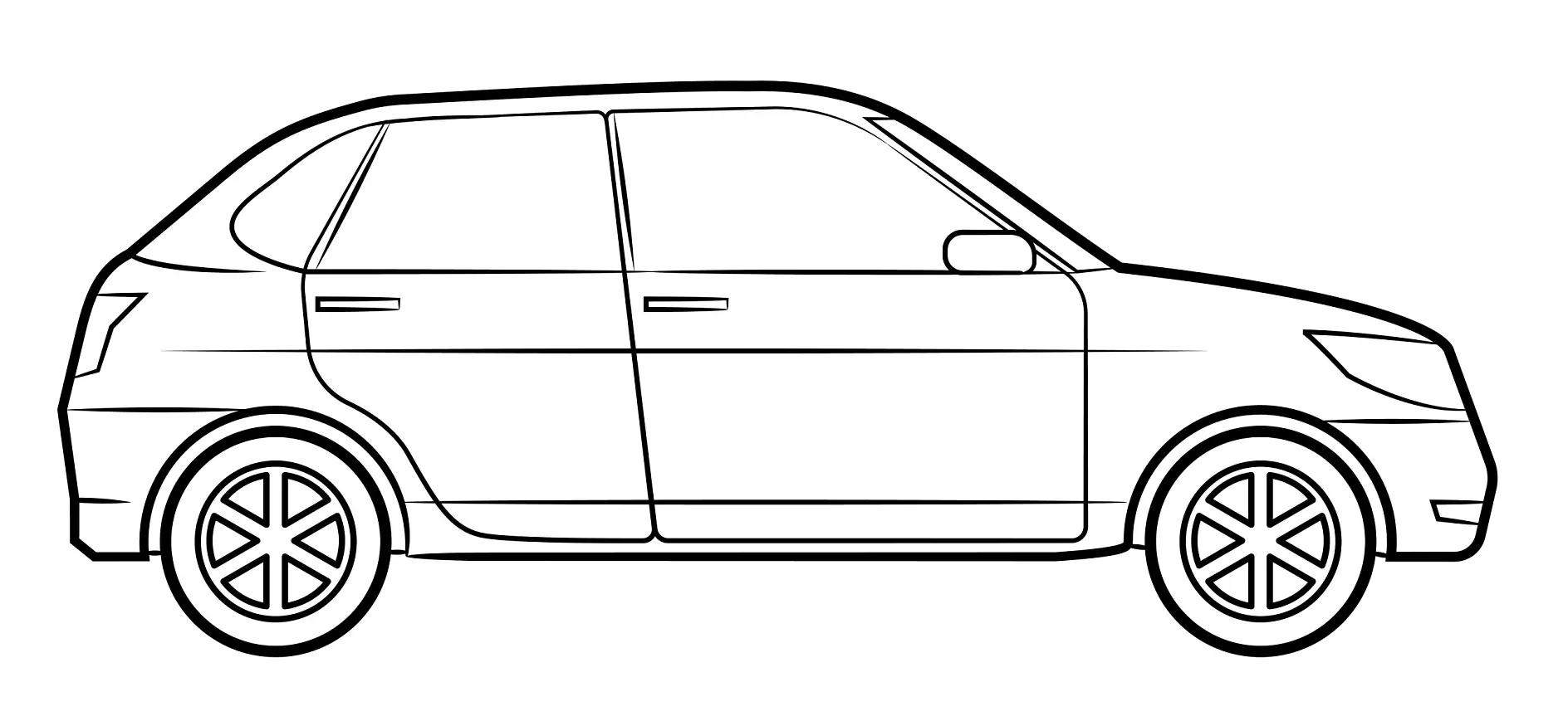 Ausmalbild Auto modernes Kompaktmodell mit fünf Türen
