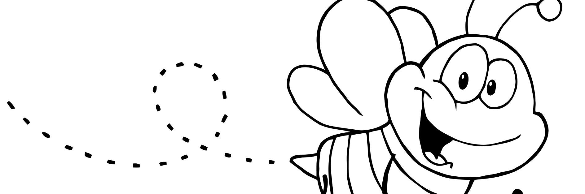 Vorlage Biene fliegt mit Eimer für Blumen zum Ausmalen