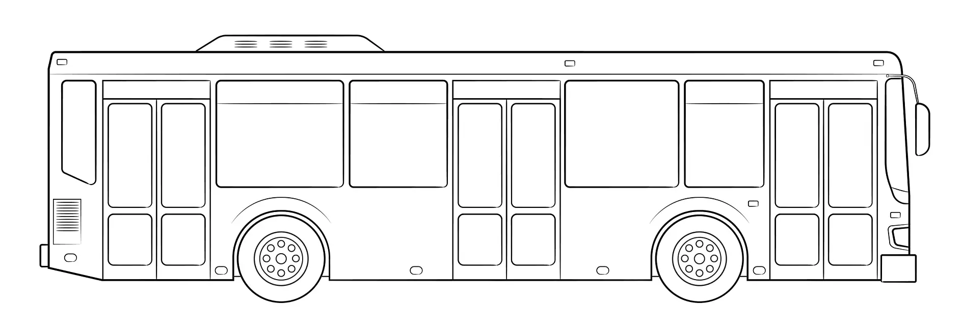 Ausmalbild Bus modern seitliche Ansicht
