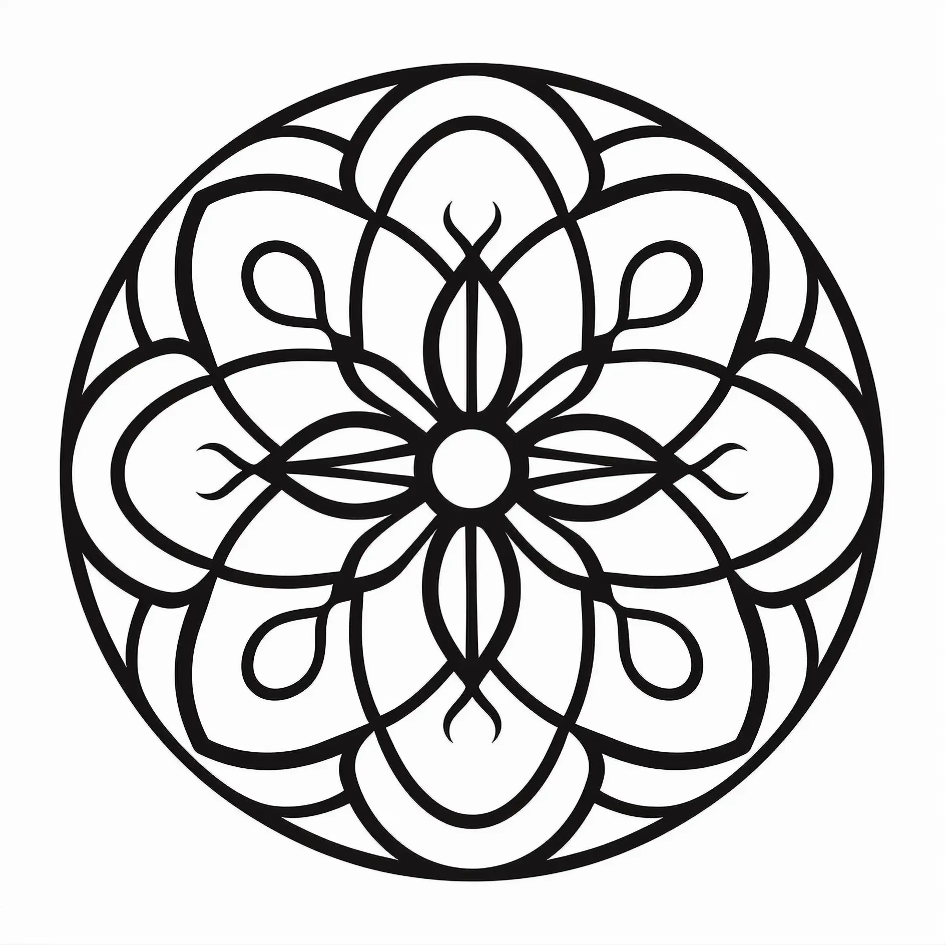 Ausmalbild Mandala mit abstraktem Blumenmuster
