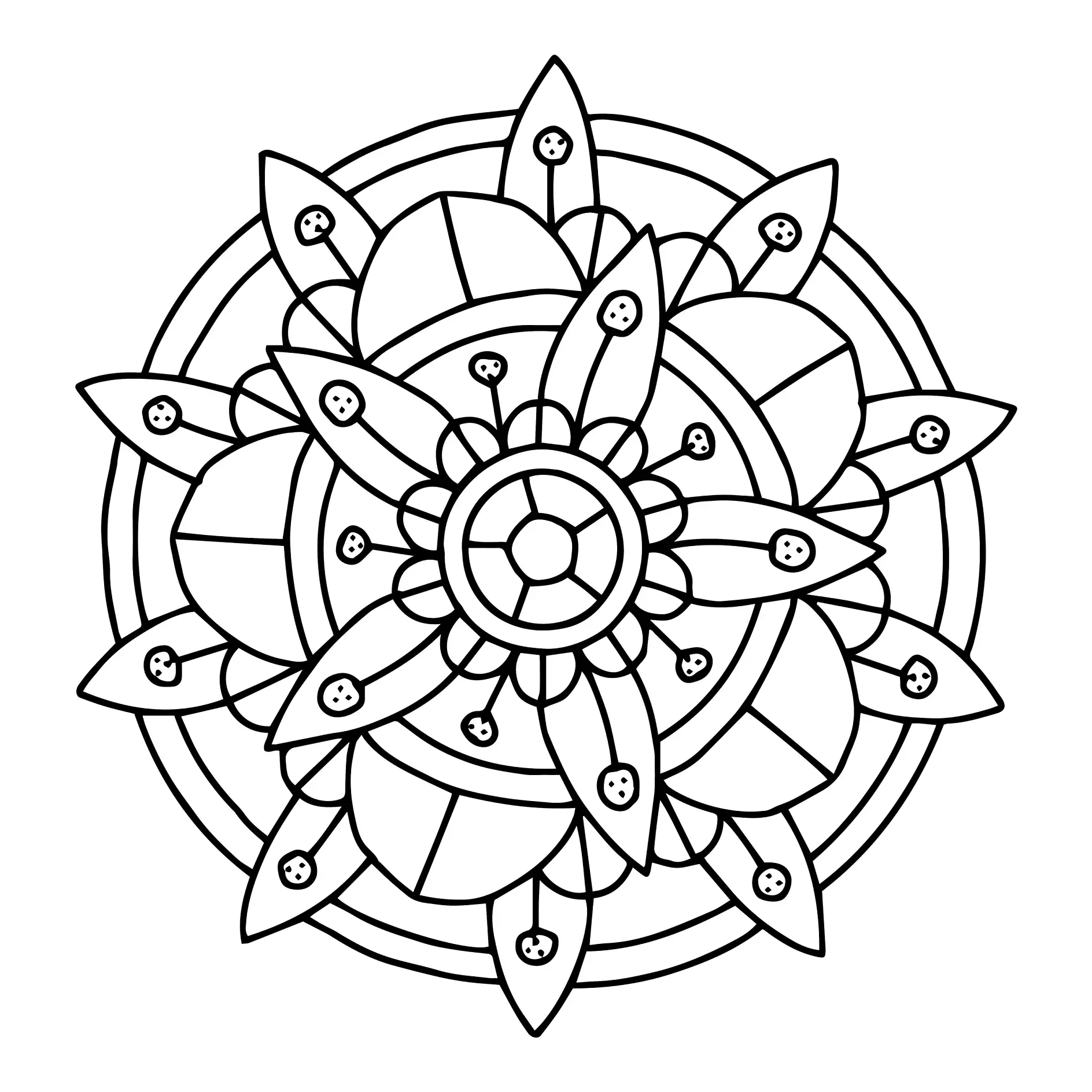 Ausmalbild Mandala mit Blumenmuster