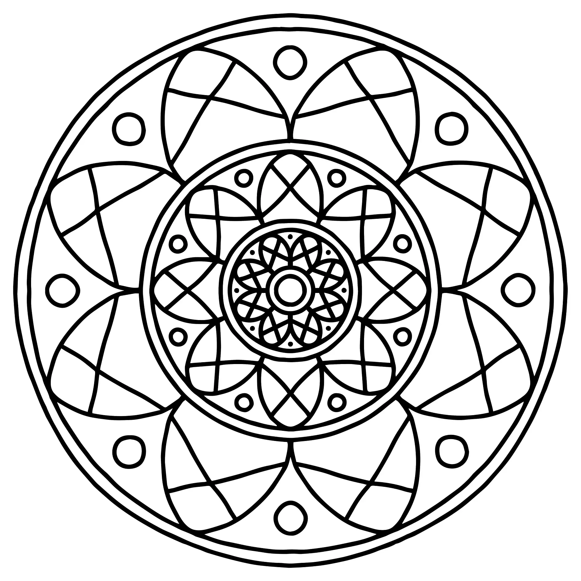 Ausmalbild Mandala mit geometrischen Formen