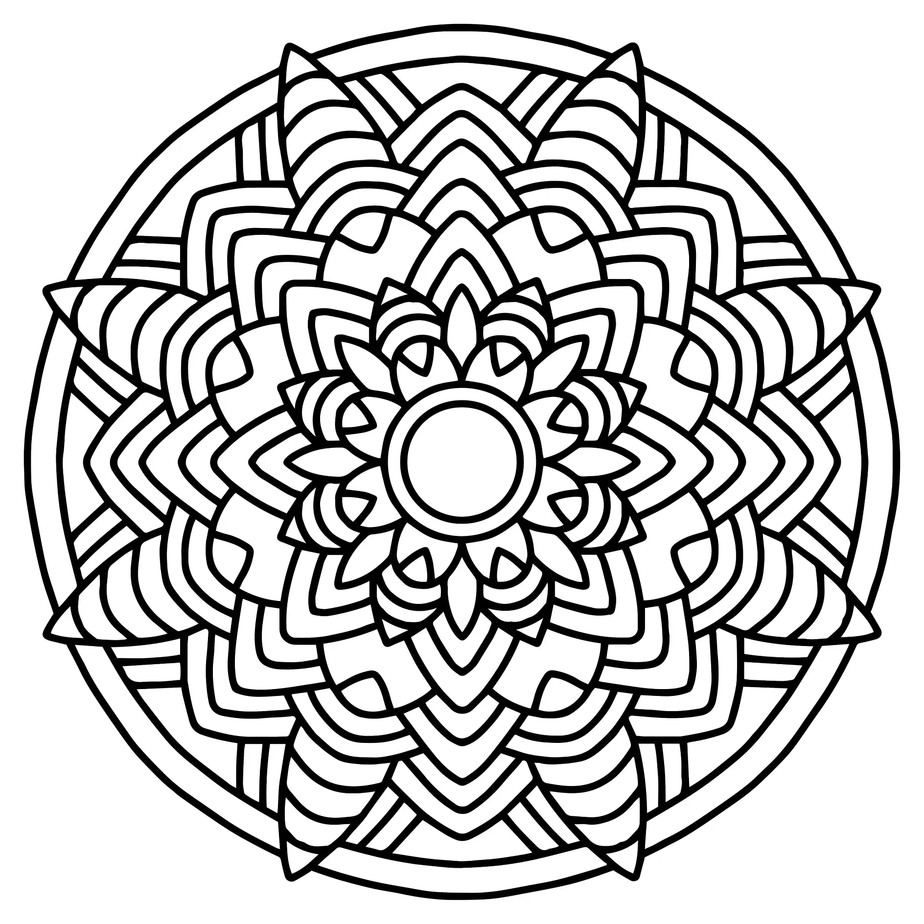 Ausmalbild Mandala mit geometrischen Mustern