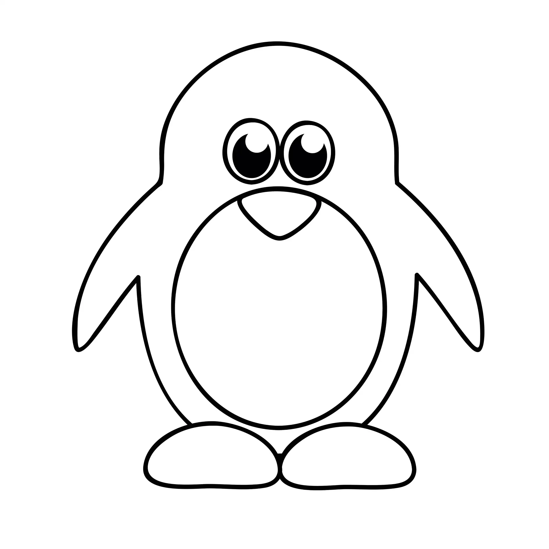 Ausmalbild Pinguin mit großen Augen