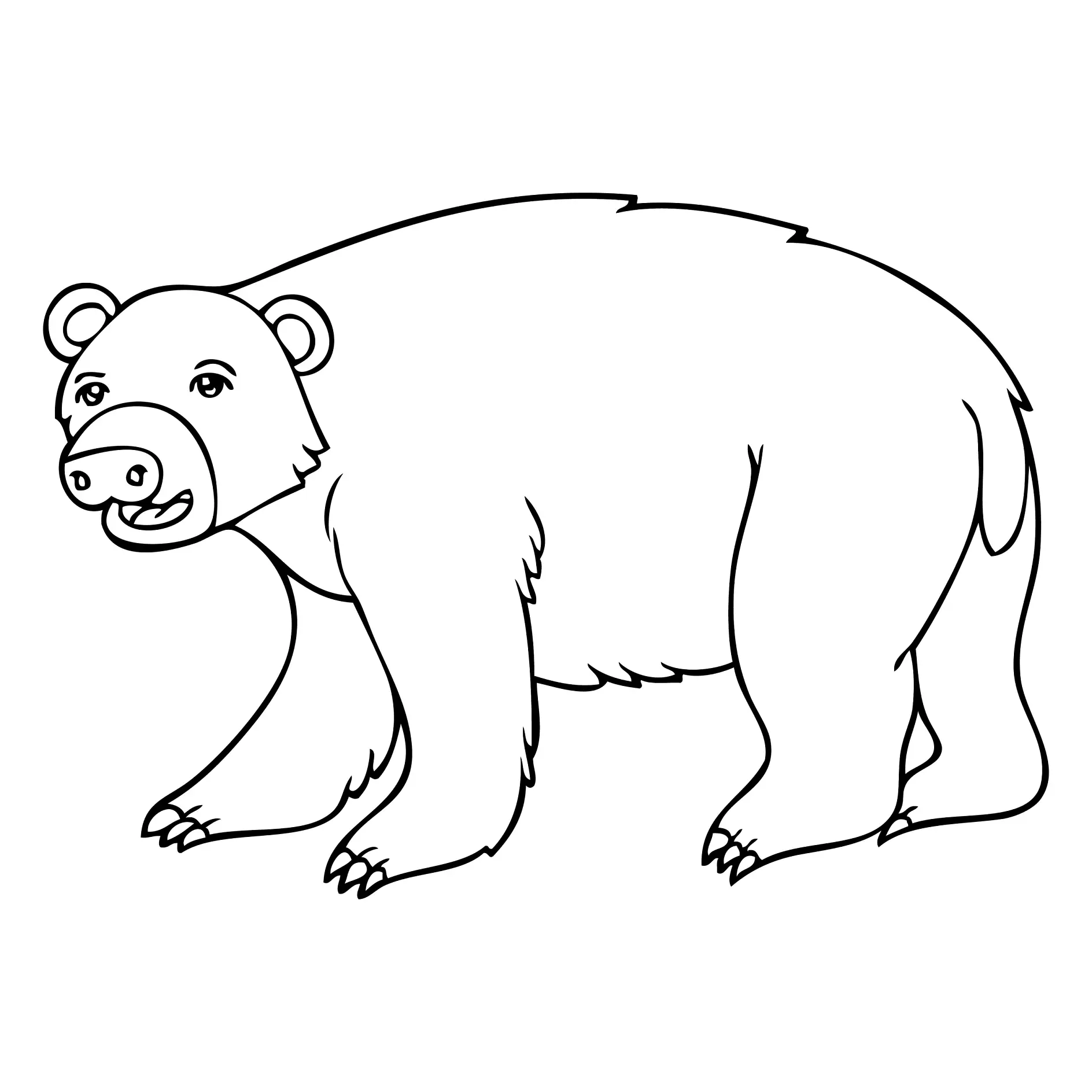 Ausmalbild Bär mit freundlichem Gesichtsausdruck stehend
