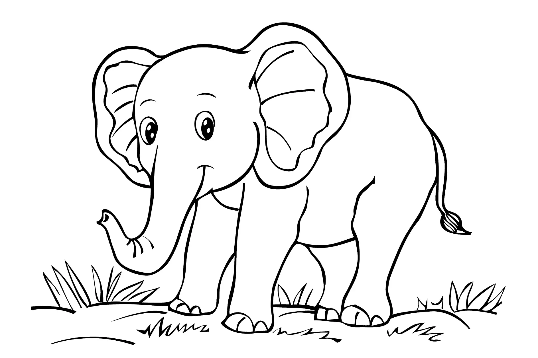 Elephant for children coloring page or book, line art