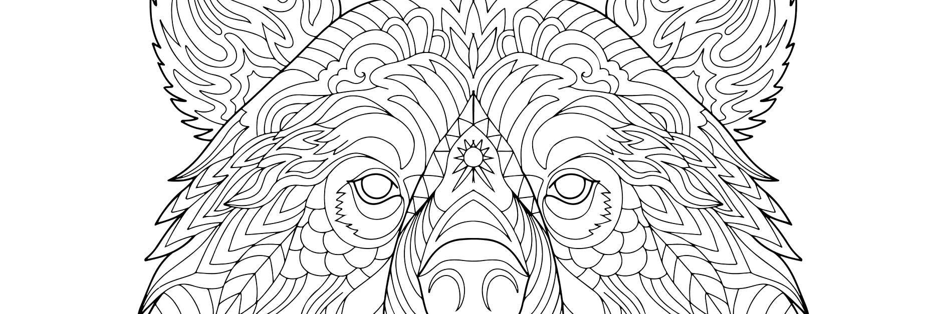 Vorlage Mandala Bärenkopf mit detaillierten Mustern zum Ausmalen
